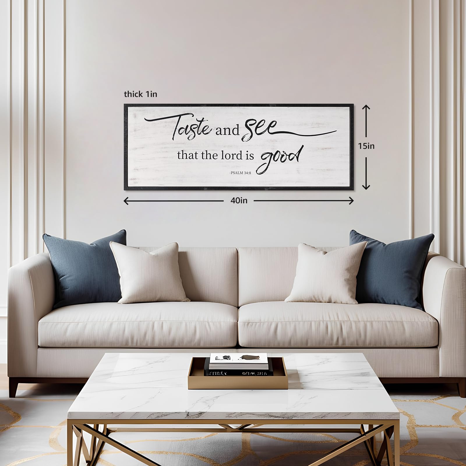 Taste And See That The Lord Is Good Bible Verses Framed Wall Sign For Family Living Room Kitchen Farmhouse Dining Room Vintage B