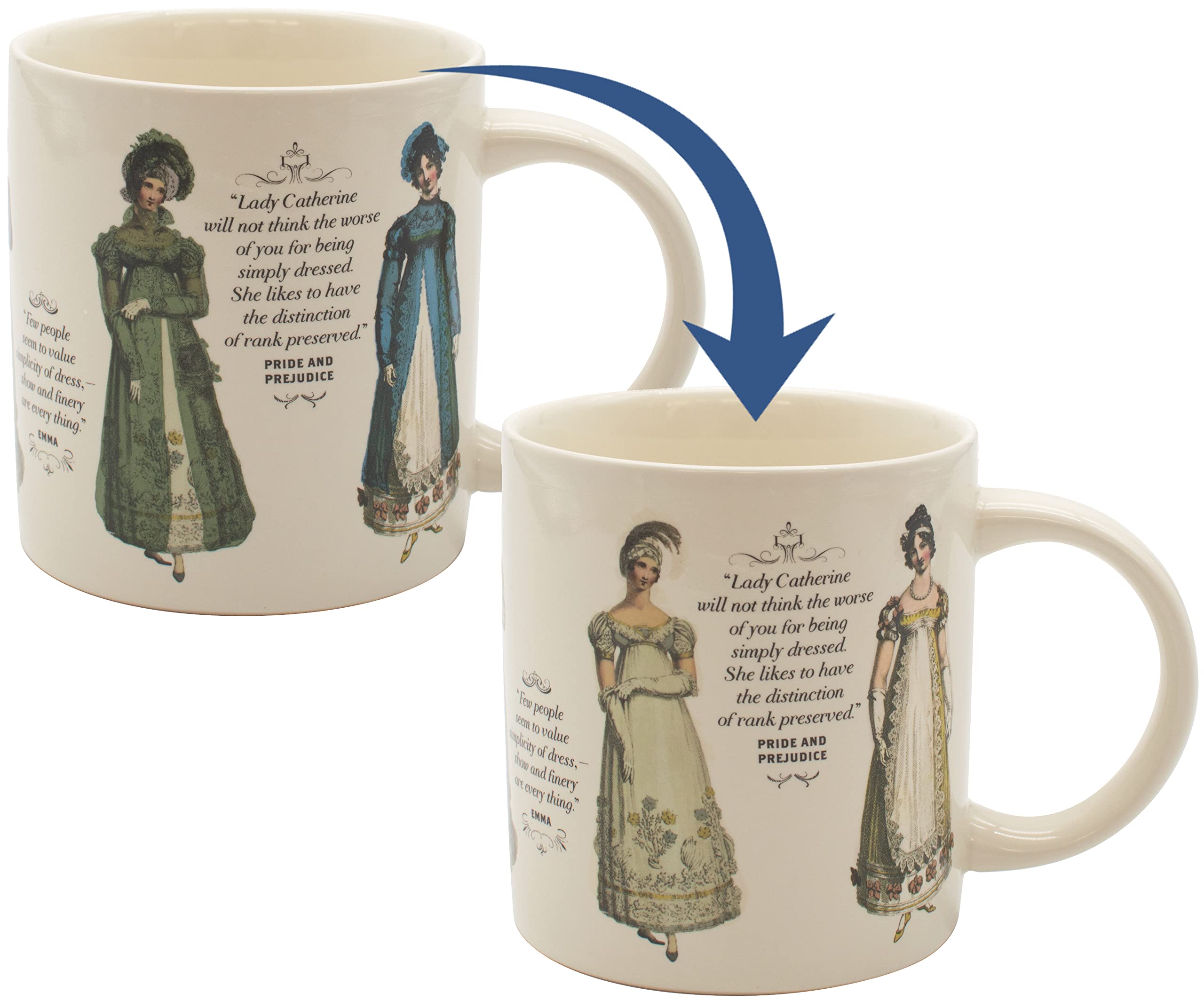 The Unemployed Philosophers Guild Jane Austen Finery Color Changing Mug - Heat Transforms Day Attire Revealing Evening Gowns, Co