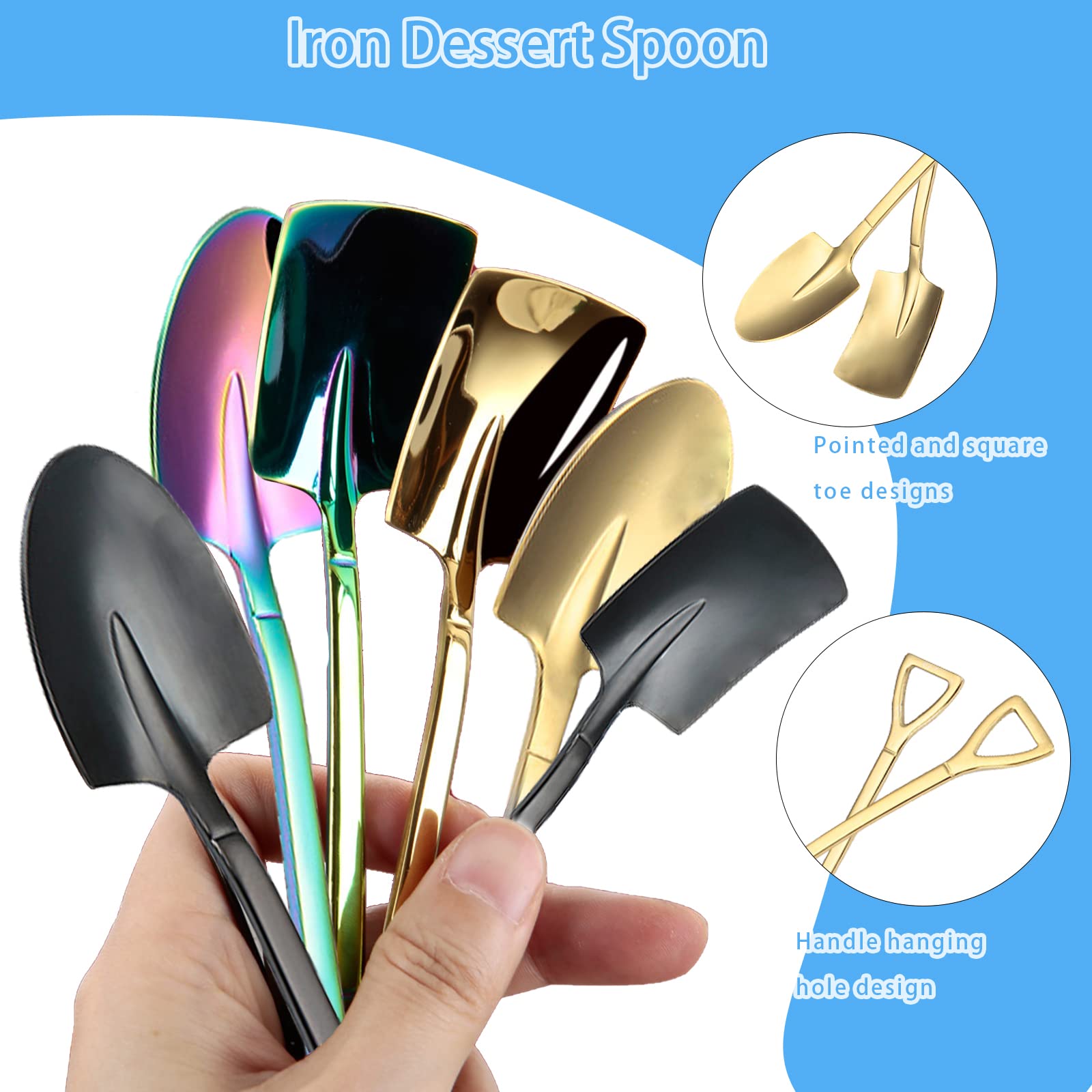 6 Pack Stainless Ice Cream Spoons, Shovel Spoons, Watermelon Spoon Reusable Small Spoon For Tea Dessert Home Kitchen Party Resta