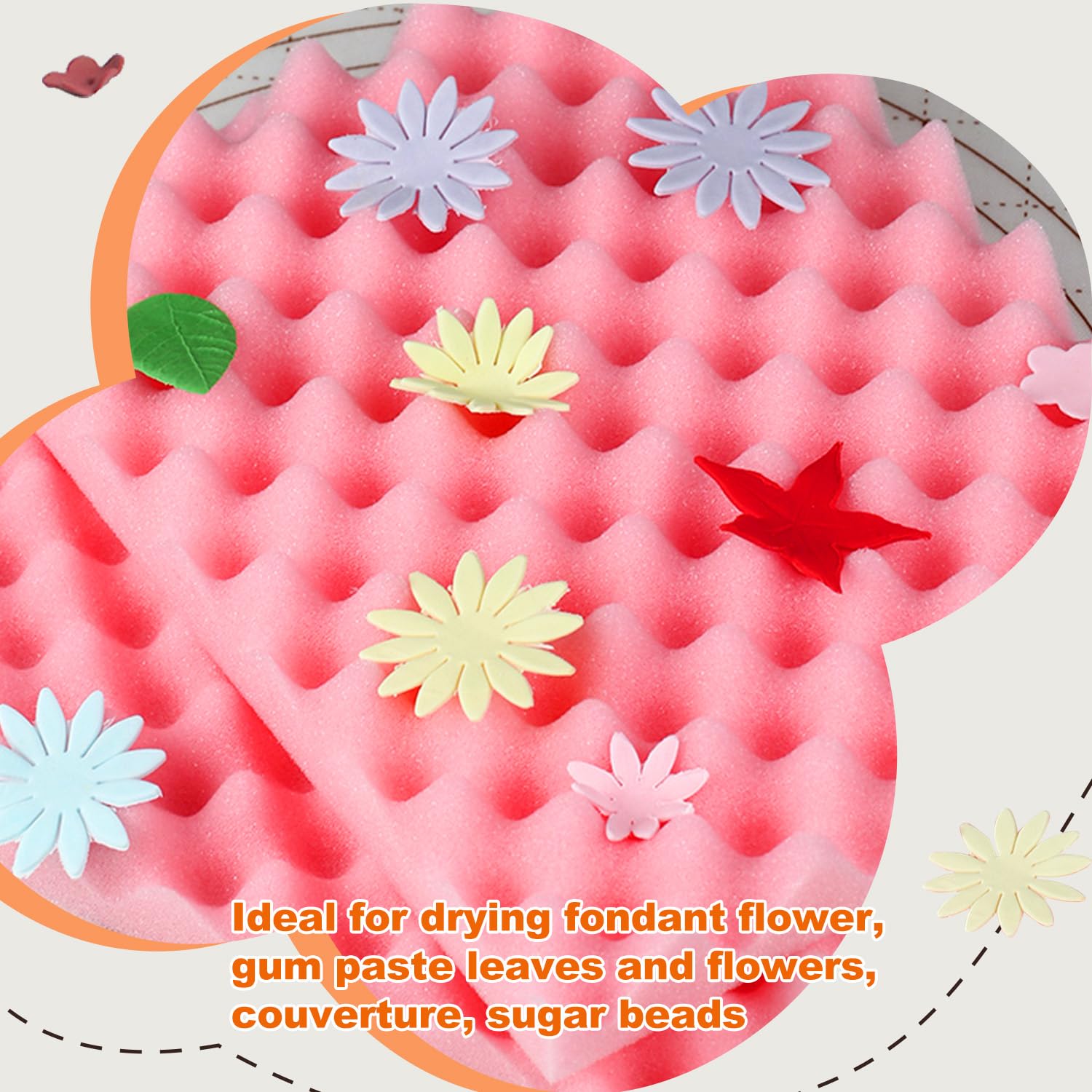 2Pcs Fondant Sugar Flower Drying Wavy Foam Mat Sponge Pad Diy Sponge Mat Cake Decorating