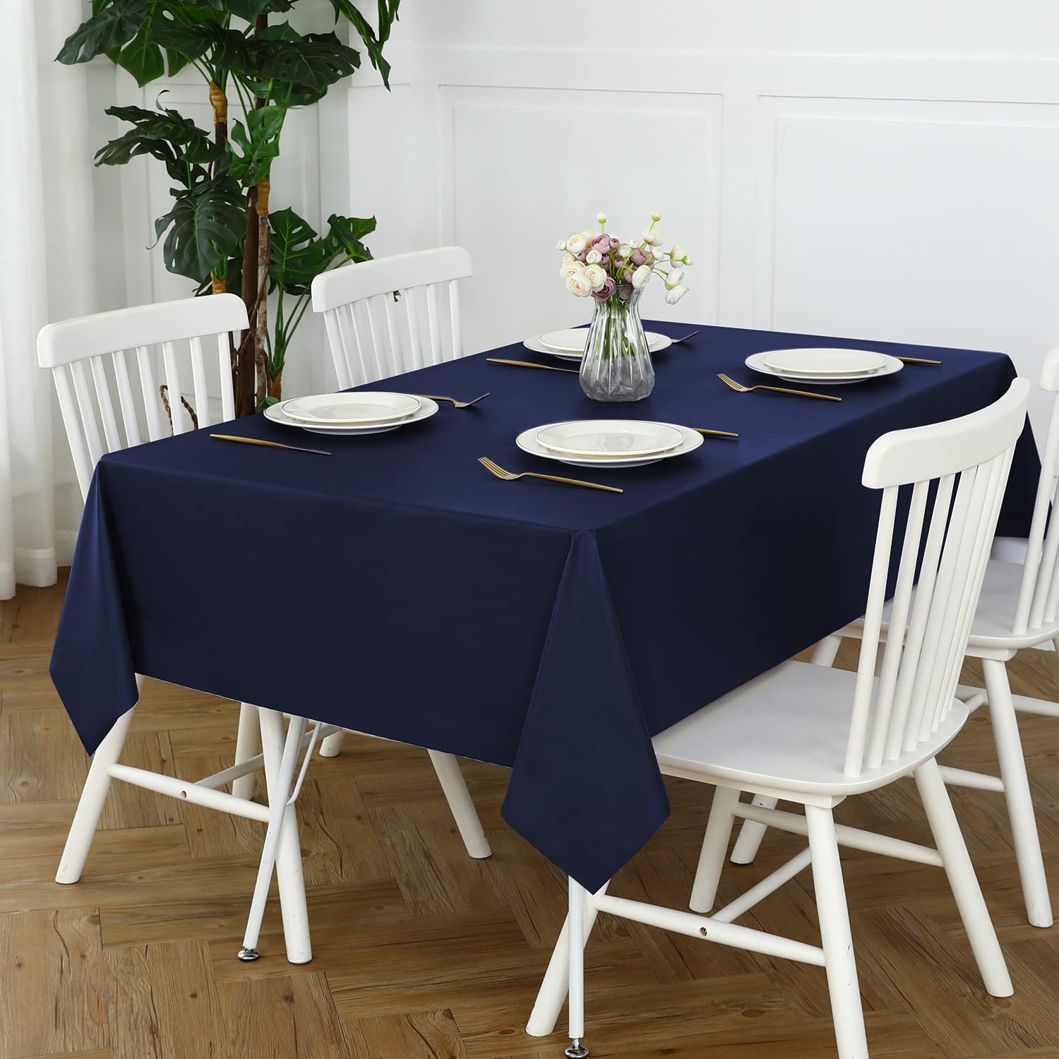 Romanstile 100% Waterproof Pvc Tablecloth, Rectangle Oil Spill Proof Stain Resistant Vinyl Table Cloth, Wipe Clean Plastic Table
