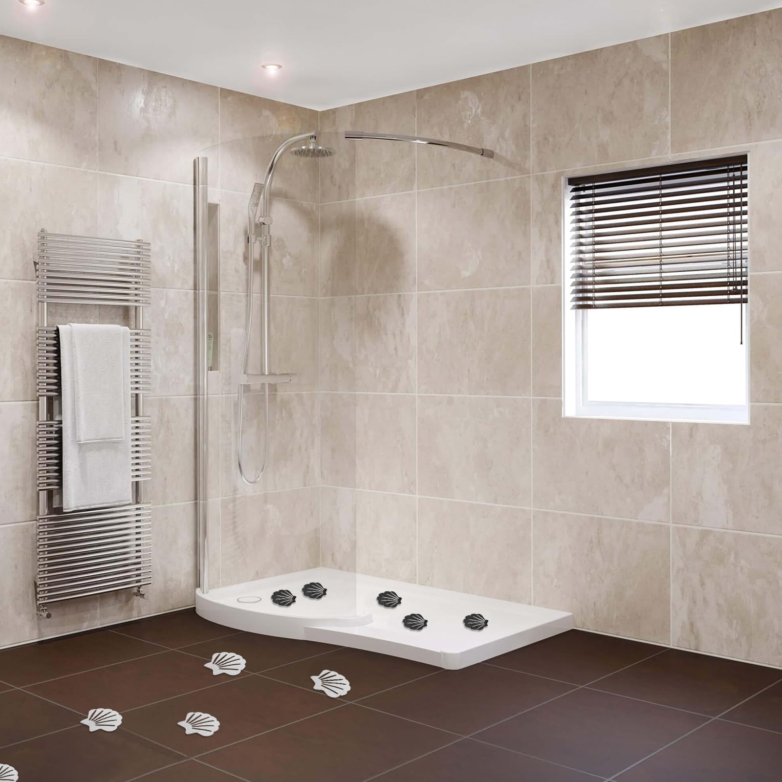 Coufce 12 Pcs Bathtub Stickers Non Slip, Shell Shaped Tubs Safety Shower Treads, Adhesive Sticker For Bathroom Bathtub, Shower F