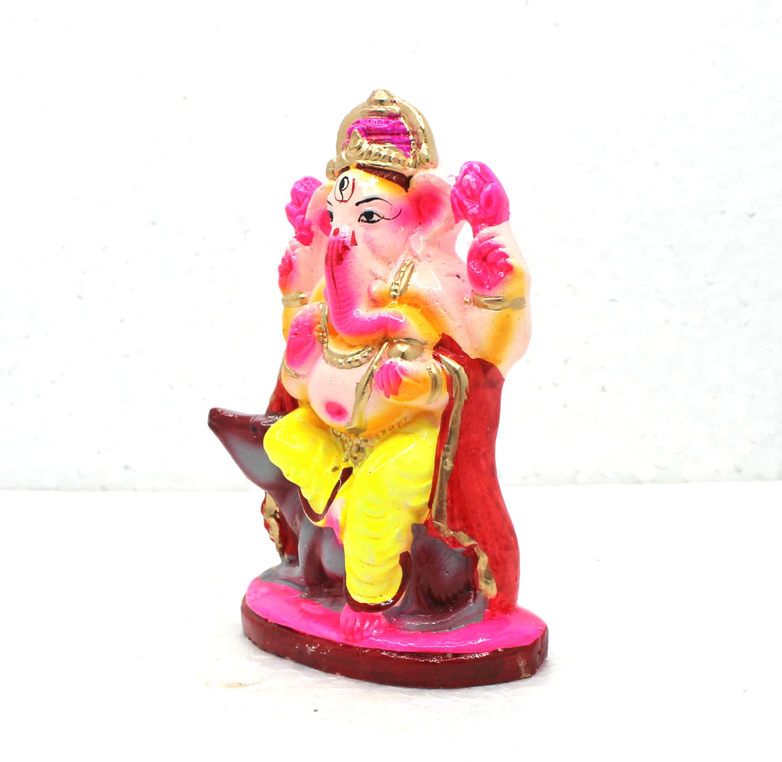 Bossify 100% Eco-Friendly Traditional Handcrafted Mitti Clay Ganesha Idol For Visarjan 6.5 Inches |Clay Ganesha Idol | Clay Ganp