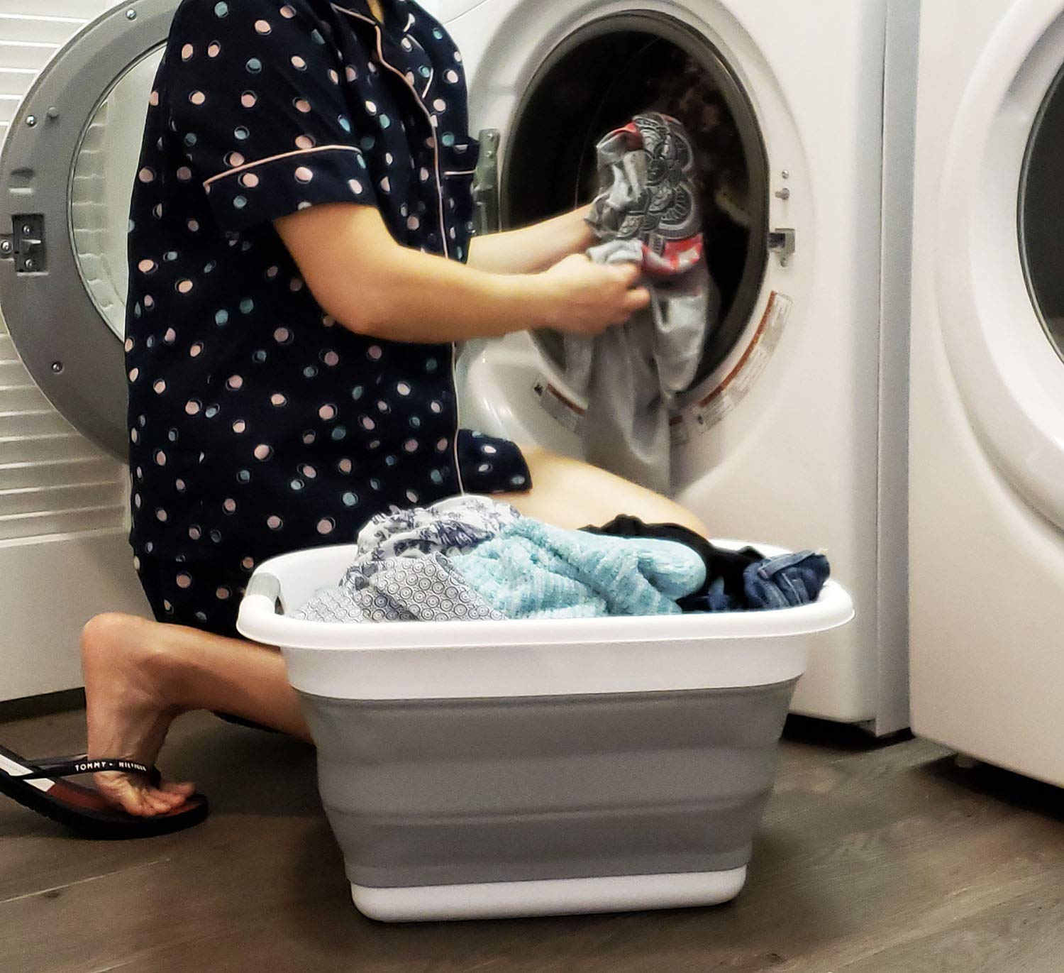 SAMMART 25L (6.6 gallon) Collapsible Laundry Basket/Tub - Foldable Storage Container/Organizer  Water capacity: 20L (5.28 gallon) (Grey)