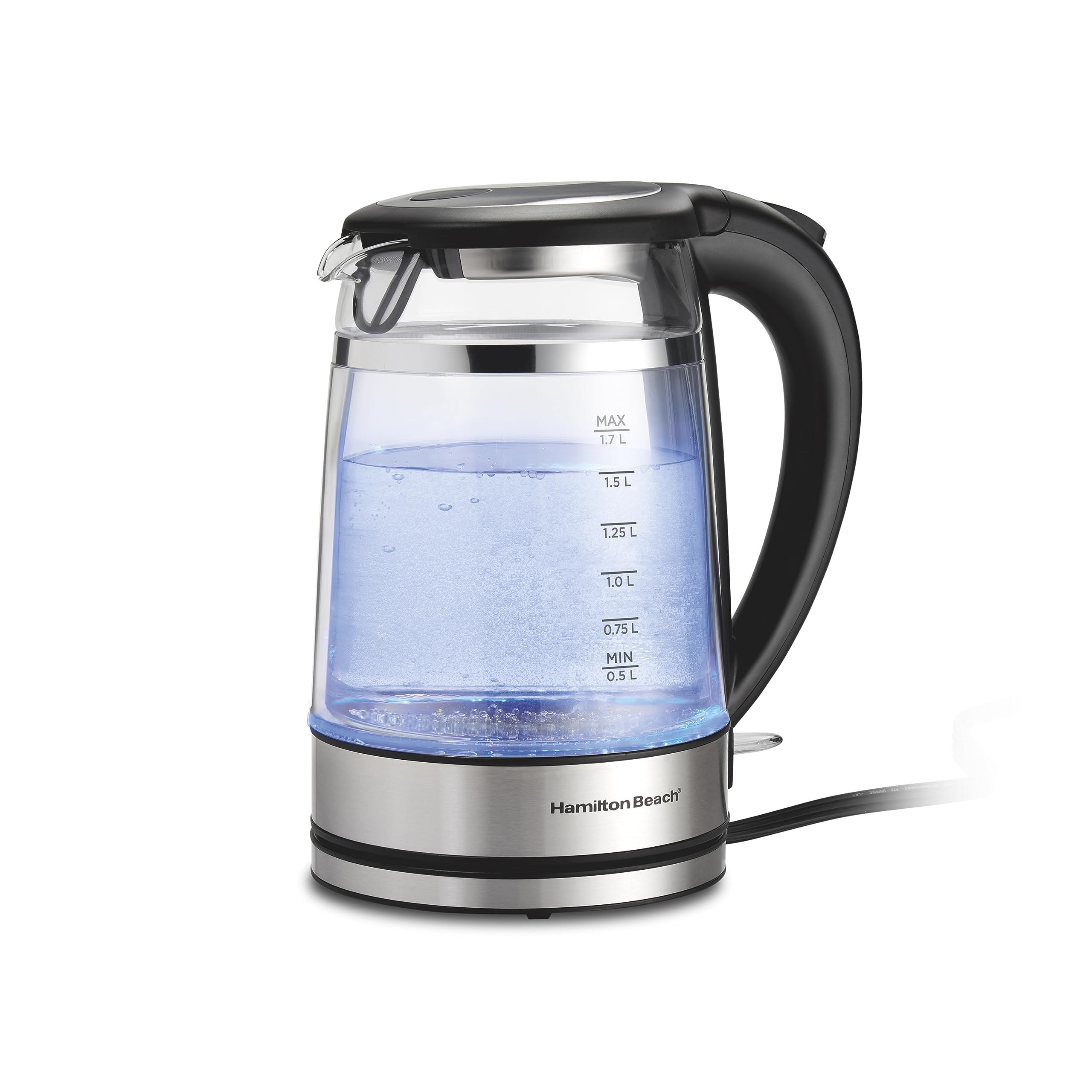 Hamilton Beach Double Wall 1.7L Electric Kettle, Water Boiler & Heater, Built-In Mesh Filter, Auto-Shutoff & Boil-Dry Protection