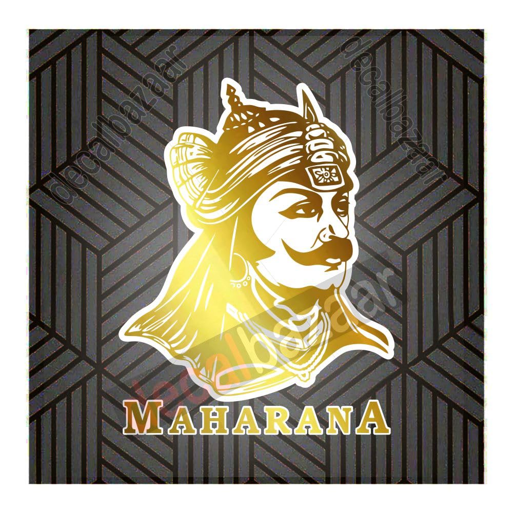 decalbazaar Vinyl Maharana Pratap Singh Glossy Glass Wall Vehicle Sticker, 11 x 8.5 Inches Golden