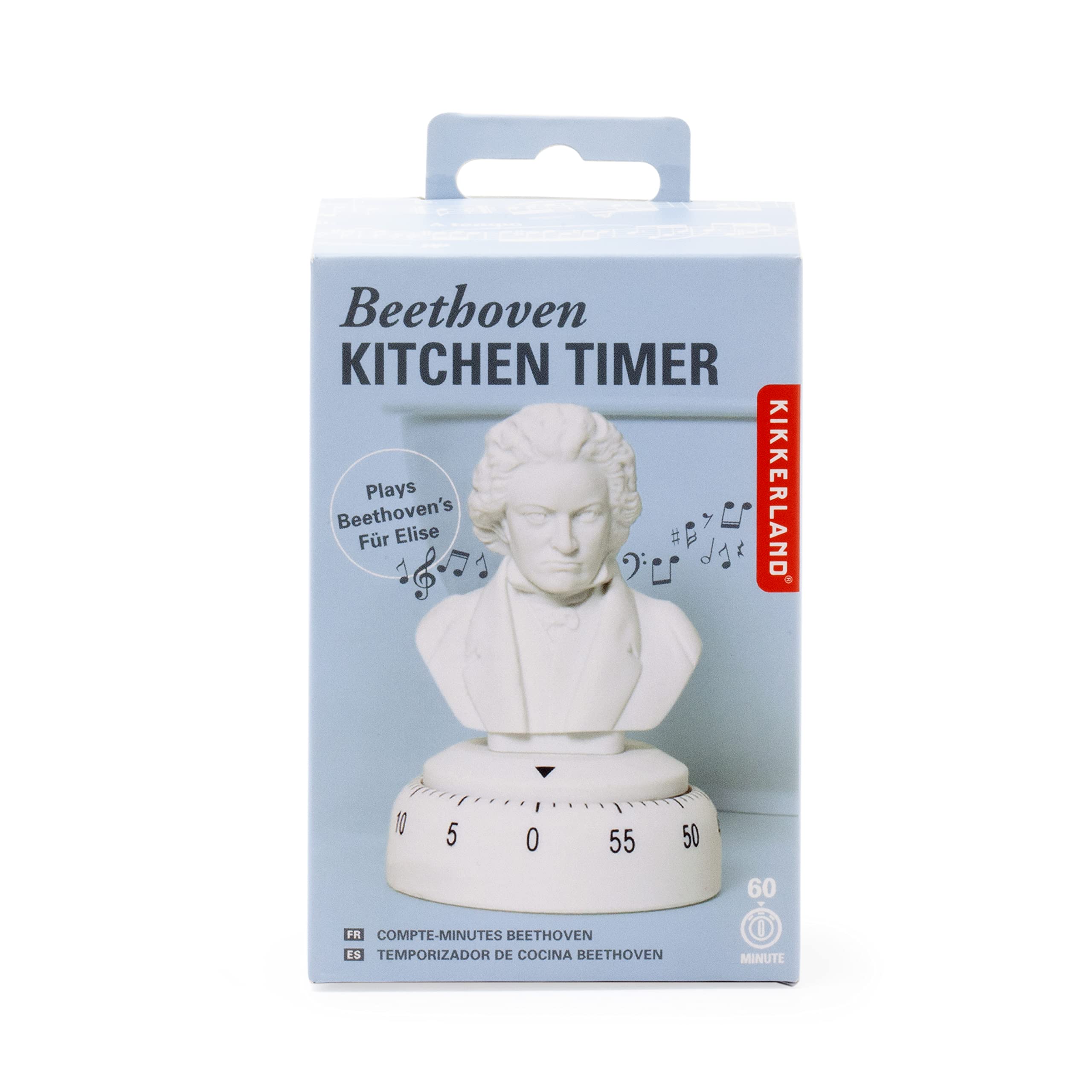 Kikkerland Beethoven 60 Minute Kitchen Timer, Mechanical Kitchen Timer, Wind Up Timer For Cooking, Reading And Sports, Plays Fur