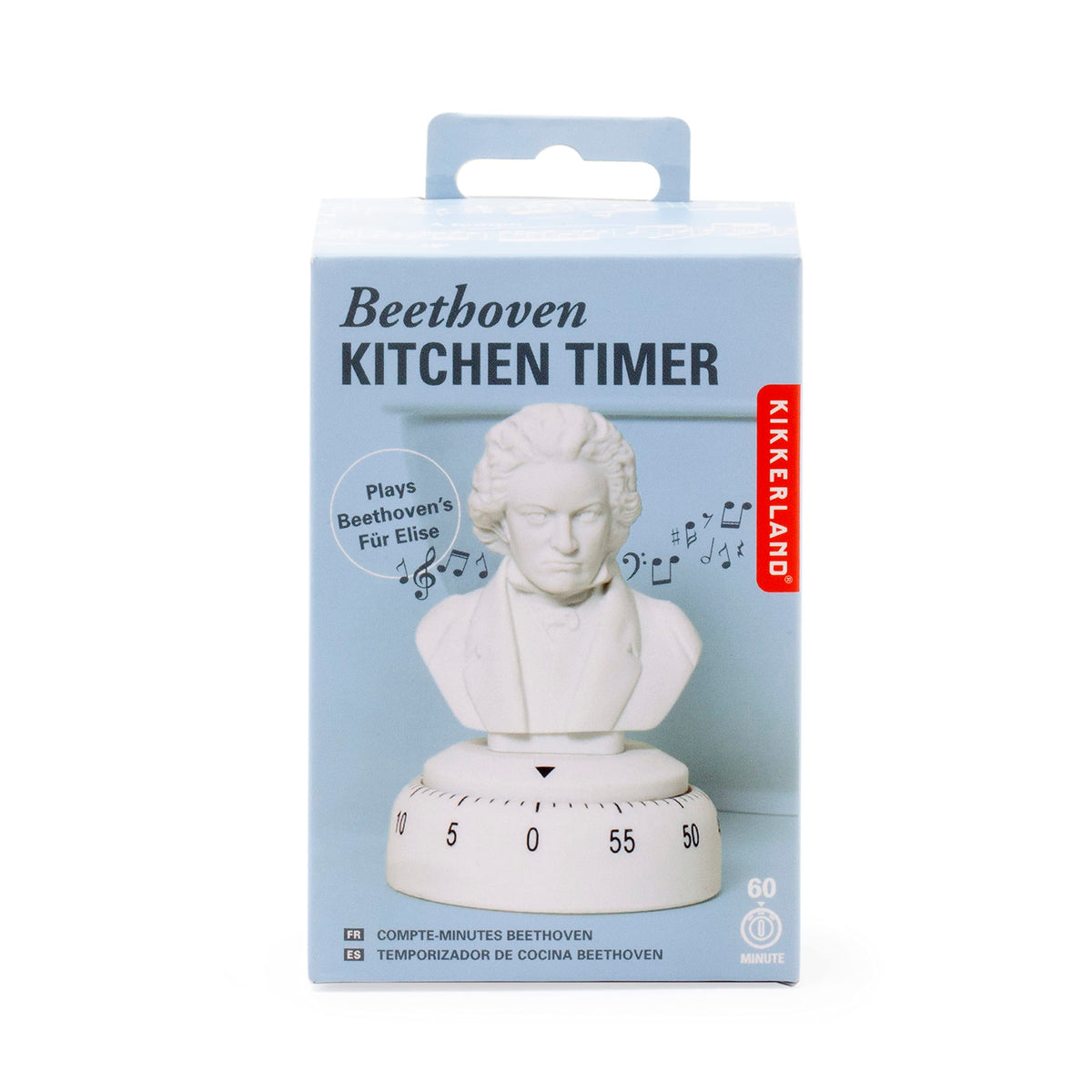 Kikkerland Beethoven 60 Minute Kitchen Timer, Mechanical Kitchen Timer, Wind Up Timer For Cooking, Reading And Sports, Plays Fur