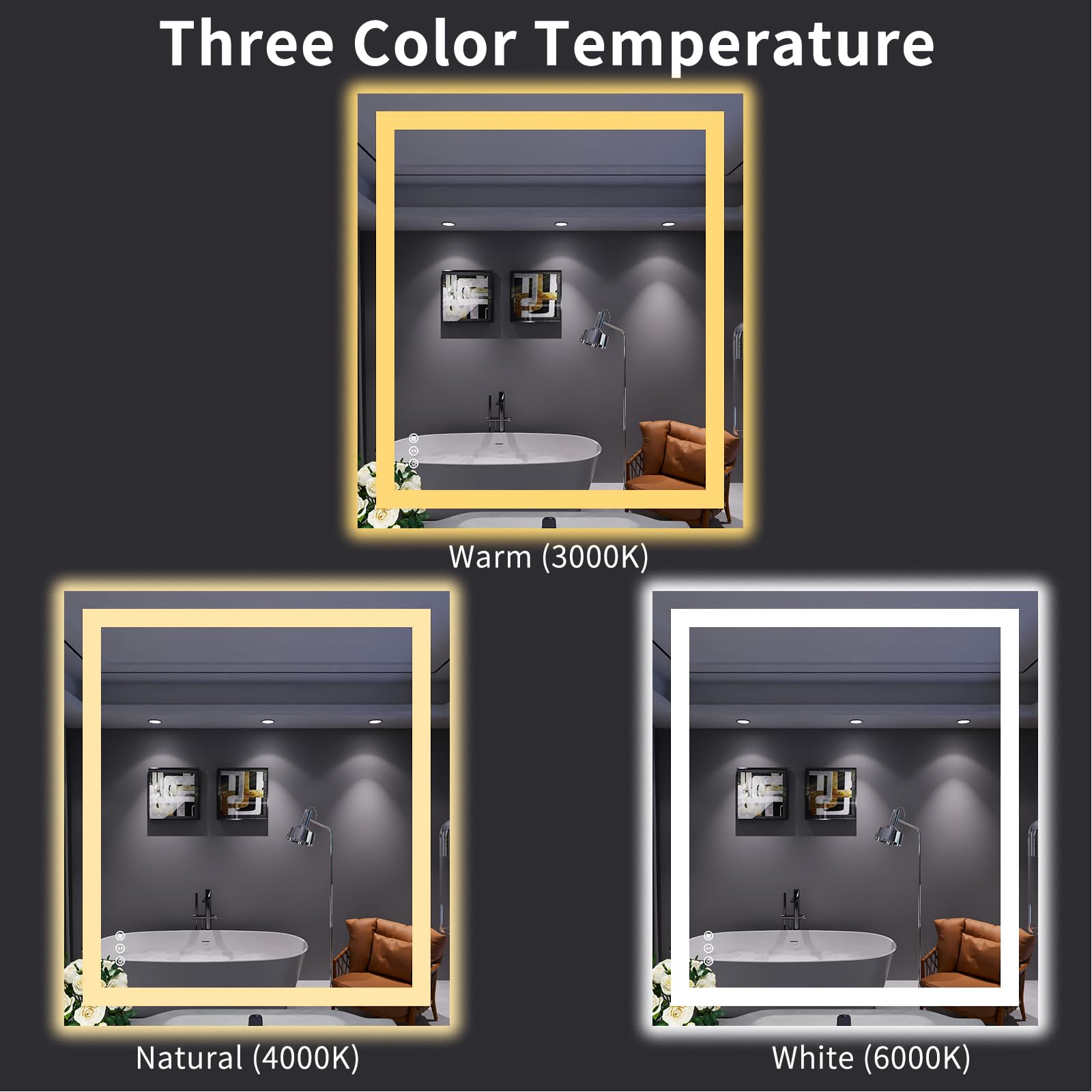 Loaao 32''X36'' Led Bathroom Mirror With Lights, Anti-Fog, Dimmable, Backlit + Front Lit, Lighted Bathroom Vanity Mirror For Wal