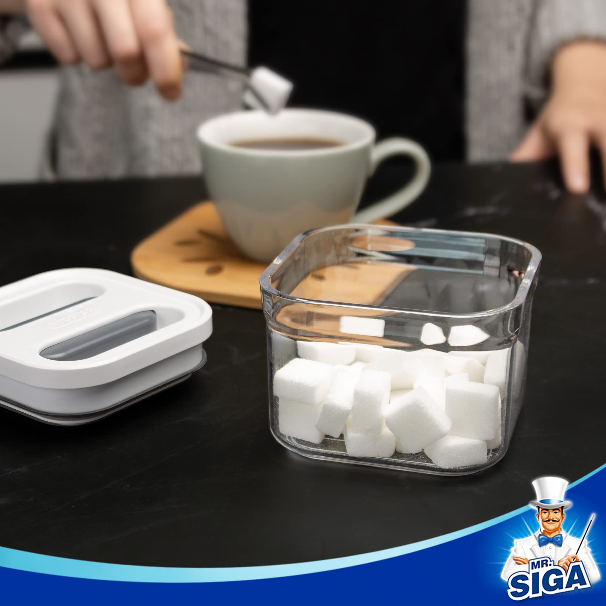 MR.SIGA Airtight Food Storage Container Set, 8 Piece, BPA Free, Plastic, White, Model SJ21806
