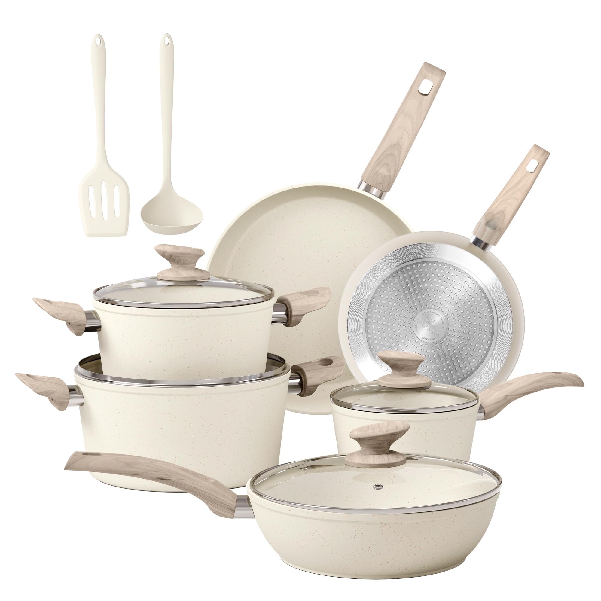 DisDelight Pots and Pans Set Non Stick, Nonstick Induction Granite Kitchen Cookware Sets, Induction Nonstick Granite Cooking Set