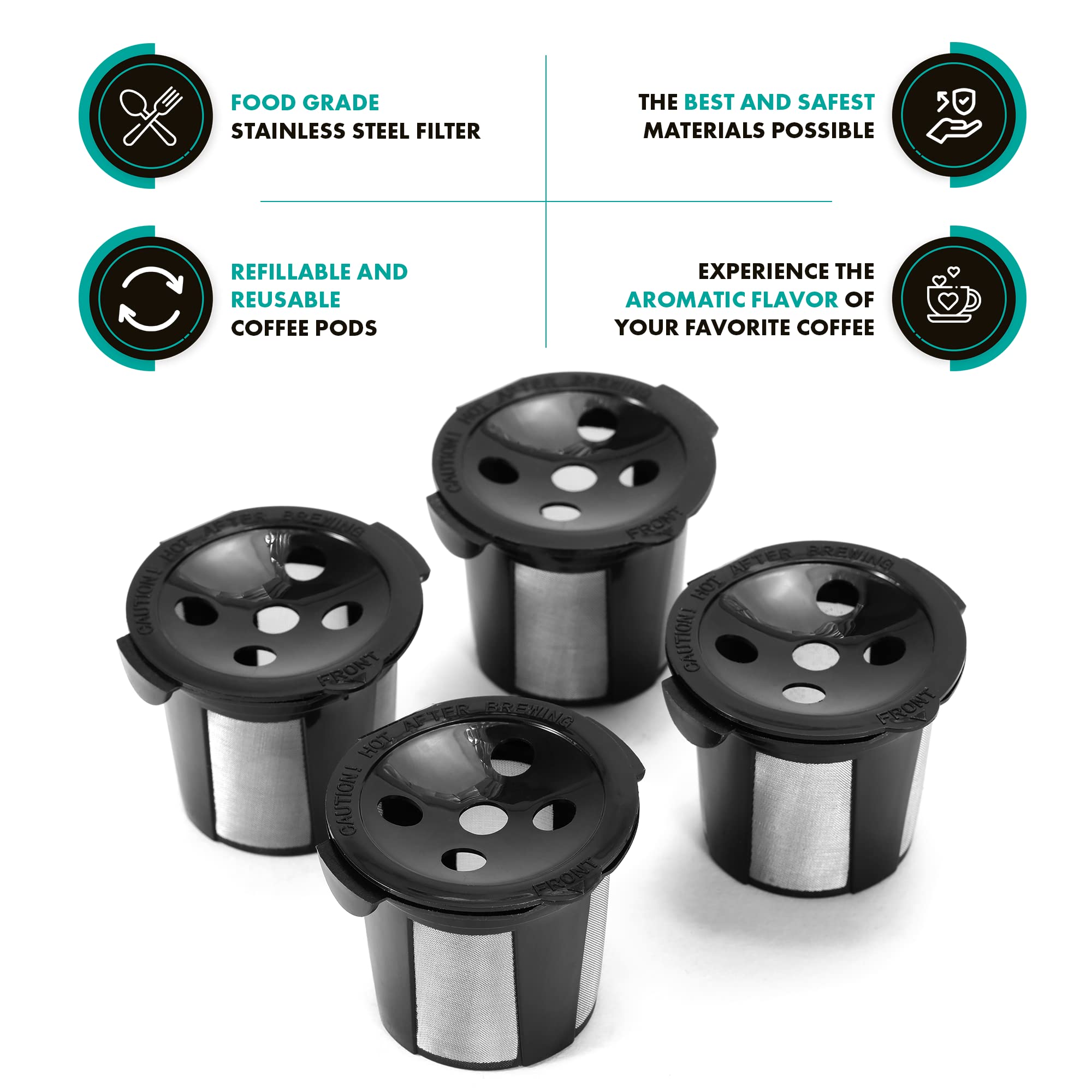 Reusable K Cups for Keurig Supreme  K Supreme Plus and K Slim by PureHQ - Refillable Kcup for Keurig Supreme Coffee Maker - MultiStream Coffee Pods Filter - 4 Pack