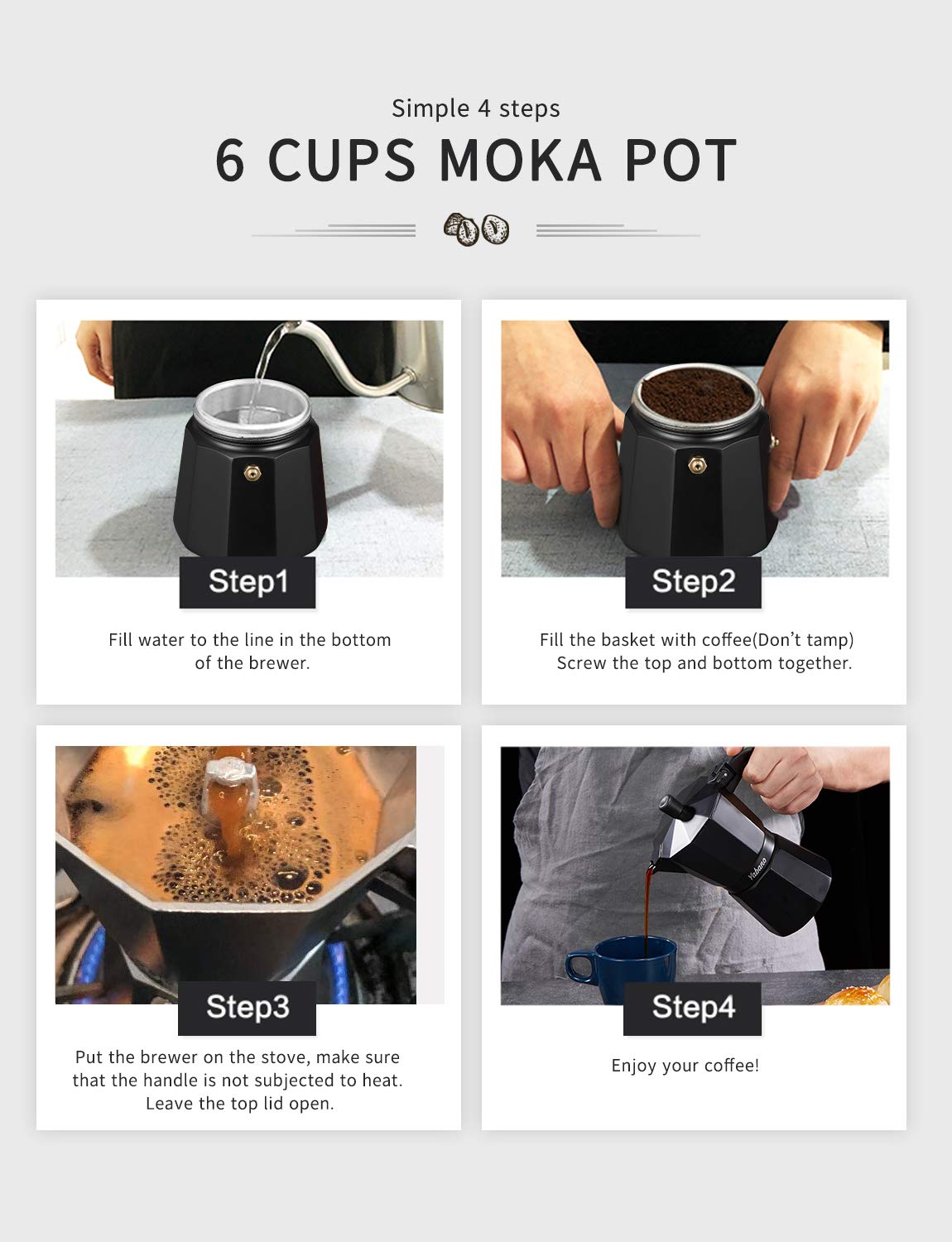 Yabano Stovetop Espresso Maker  9 Cups Moka Coffee Pot Italian Espresso for Gas or Electric Ceramic Stovetop  Italian Coffee maker for Cappuccino or Latte