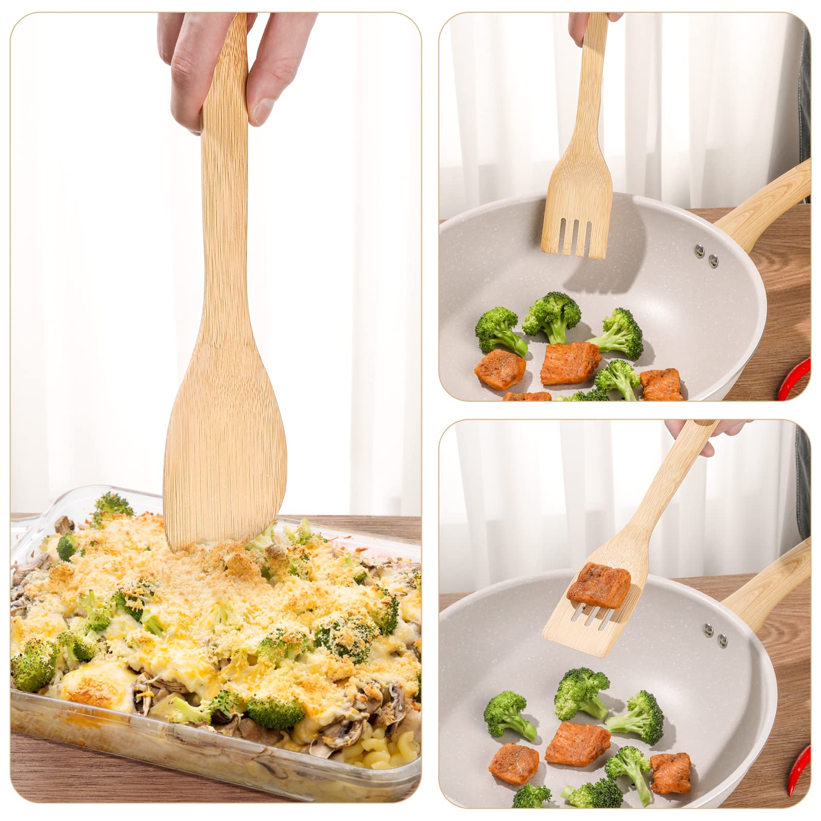 [7-Pcs] Wooden Spoons For Cooking Is For All Kitchen. Made From Bamboo Wood, Wooden Spatula & Wooden Spoon 11.8 In. And Non-Stic