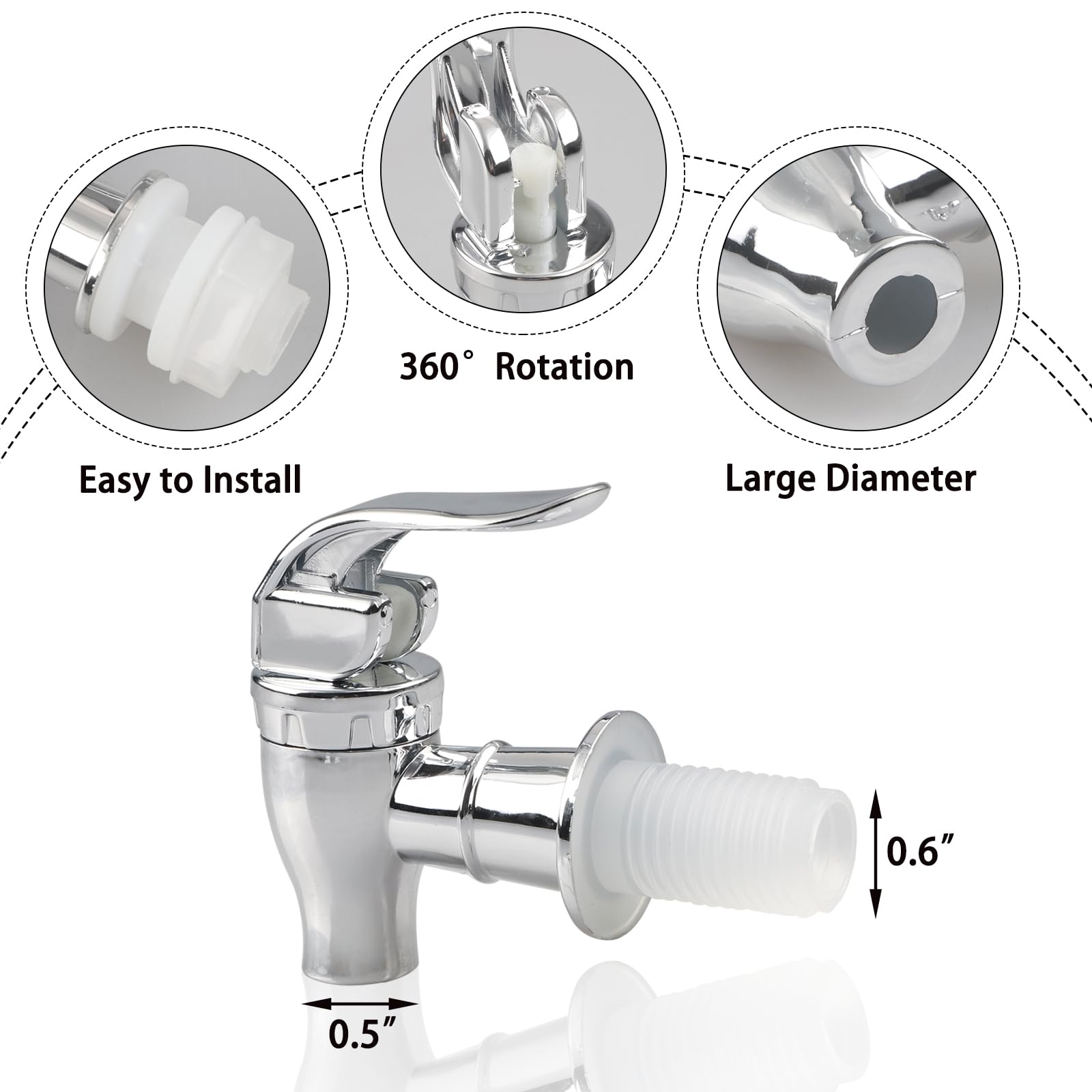 2Pcs Replacement Spigot For Beverage Dispenser Drink Dispenser Push Style Spigot Silver Plastic Spout Tap For Glass Jar, Beverag