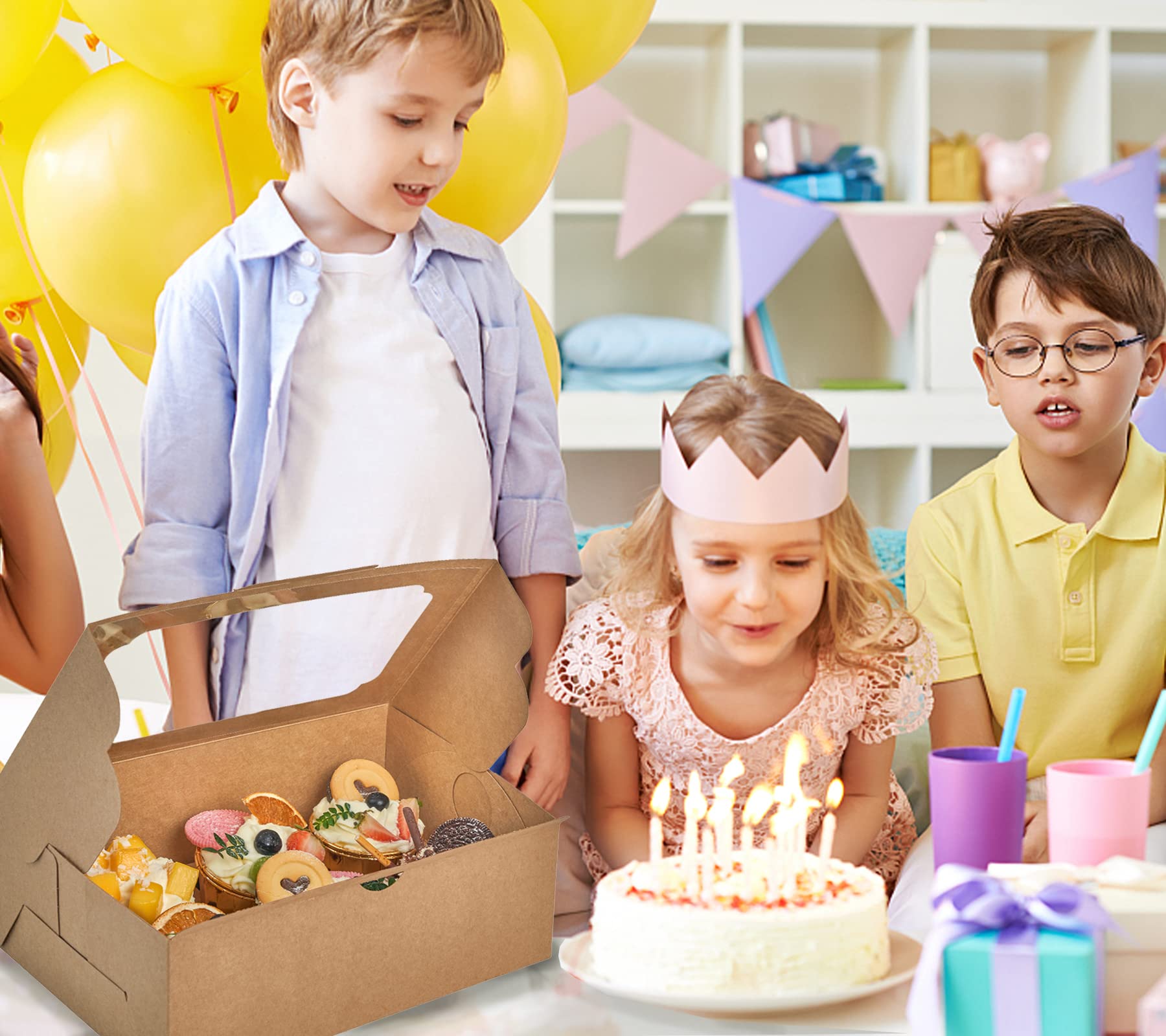 UnicoPak 20 Pack 10 x 6.8 x 4 Inch Tall Brown Cupcake Boxes with Handle Tray  Cupcake Boxes 6 Count  Extra Large Cupcake Boxes Bakery Boxes Muffin Boxes for Standard and High Creams Decorated Cupcakes Muffins Jumbo Cupcakes