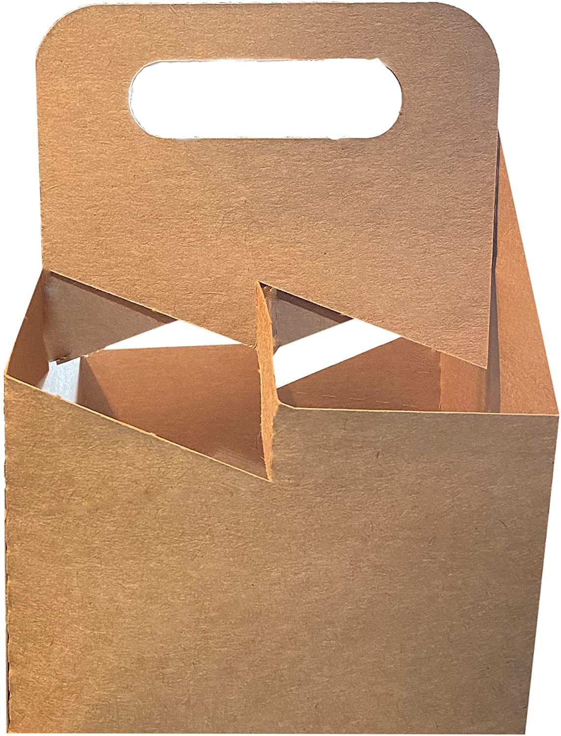 C-Store Packaging 4 Cup Drink Carrier With Handle | Kraft Paperboard Cup Holder | Disposable Cup Holder For Hot Or Cold Drinks |