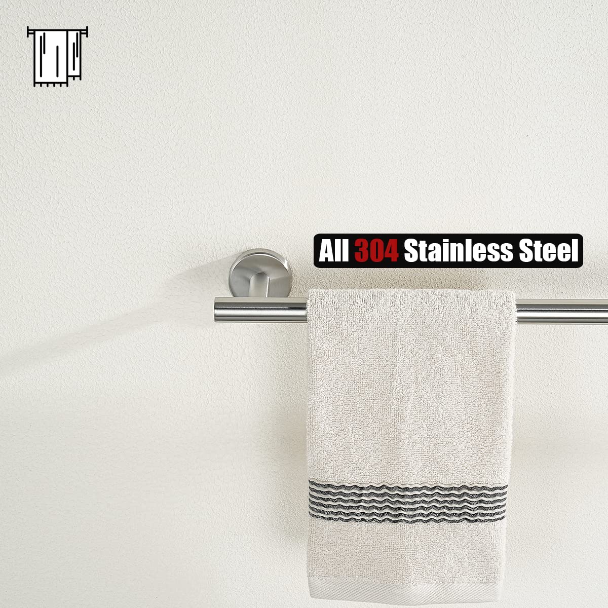 Jqk Hand Towel Bar, 9 Inch 304 Stainless Steel Thicken 08Mm Towel Rack, Bathroom Towel Holder Brushed Finished Wall Mount, Total