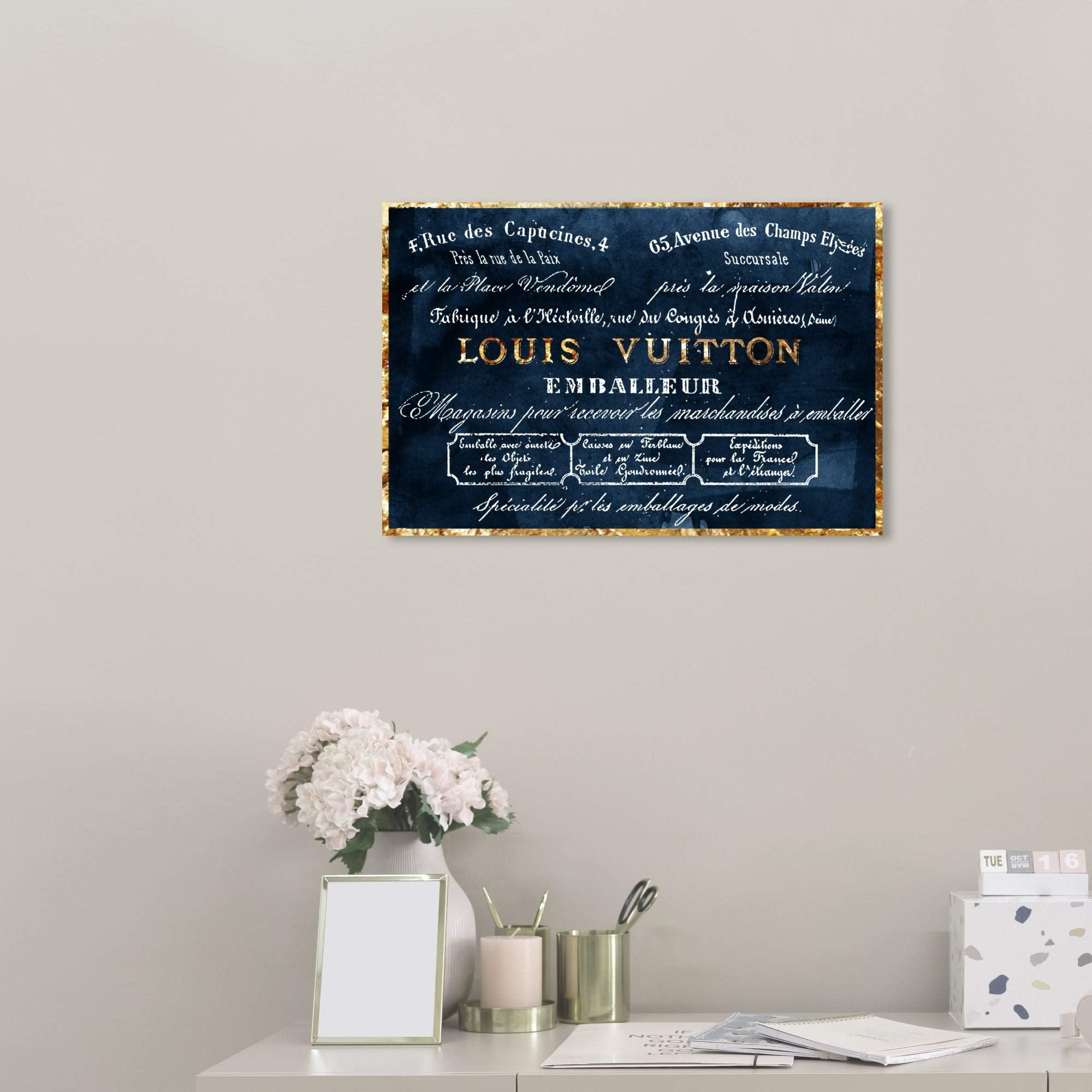 The Oliver Gal Artist Co. Oliver Gal 'Emballeur Navy' Blue Fashion Wall Art Print Premium Canvas 24'' X 16''