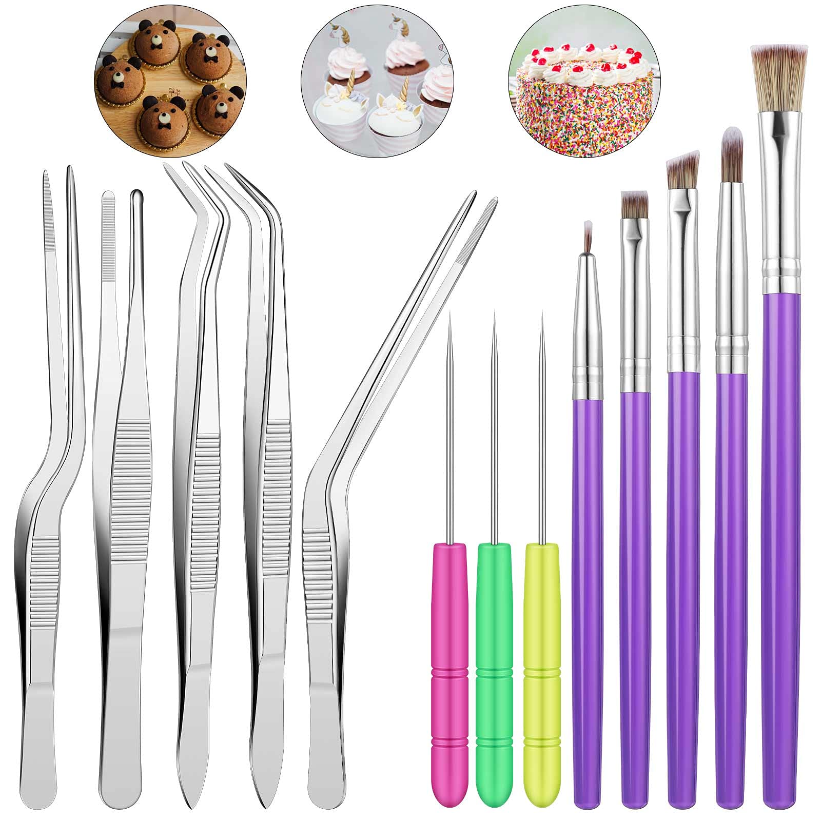 13 Pieces Kitchen Tweezers And Decorating Tools Set Cake Decorating Tool Cake Decorating Brushes Scriber Decorating Needle Scrib