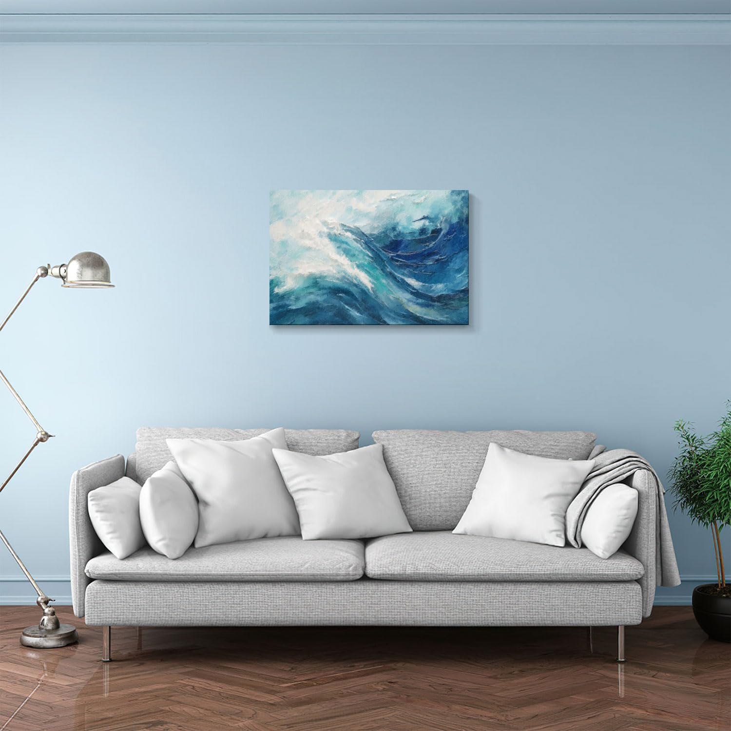 gaosoul Canvas Print Modern Abstract Ocean Paintings Blue and White Wall Art Poster or Living Room Bedroom Hallway Office Decoration 30x20in