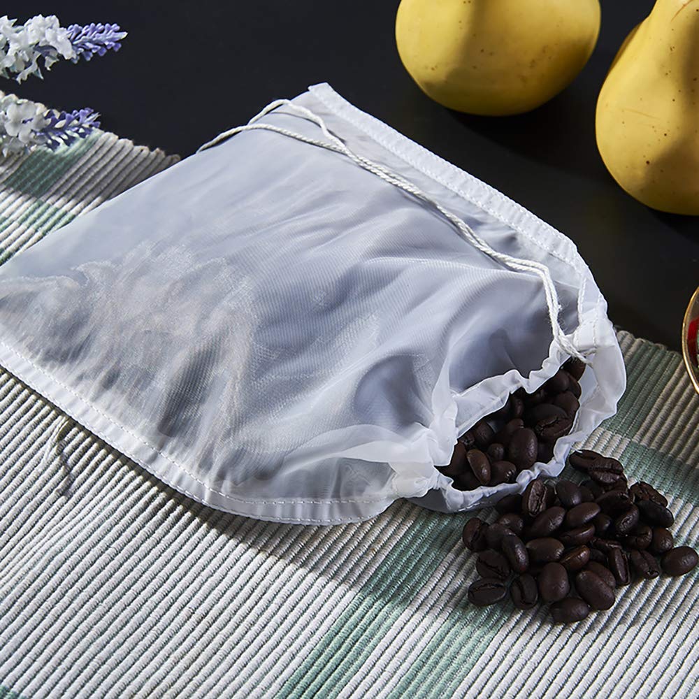 3Pcs Reusable Filter Bags Mesh Nylon Bags For Nut Milk, Coffee, Juice 74 Micron 8'' X 12''