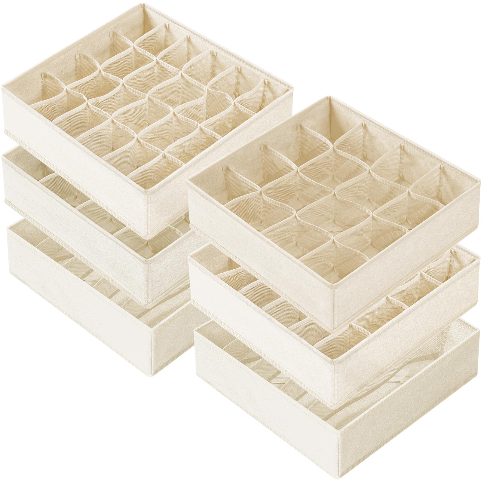 Criusia 6 Pcs Drawer Organizer Clothes - 90 Cells Closet Organizers and Storage for Baby Nursery - Washable Fabric Dresser Organ