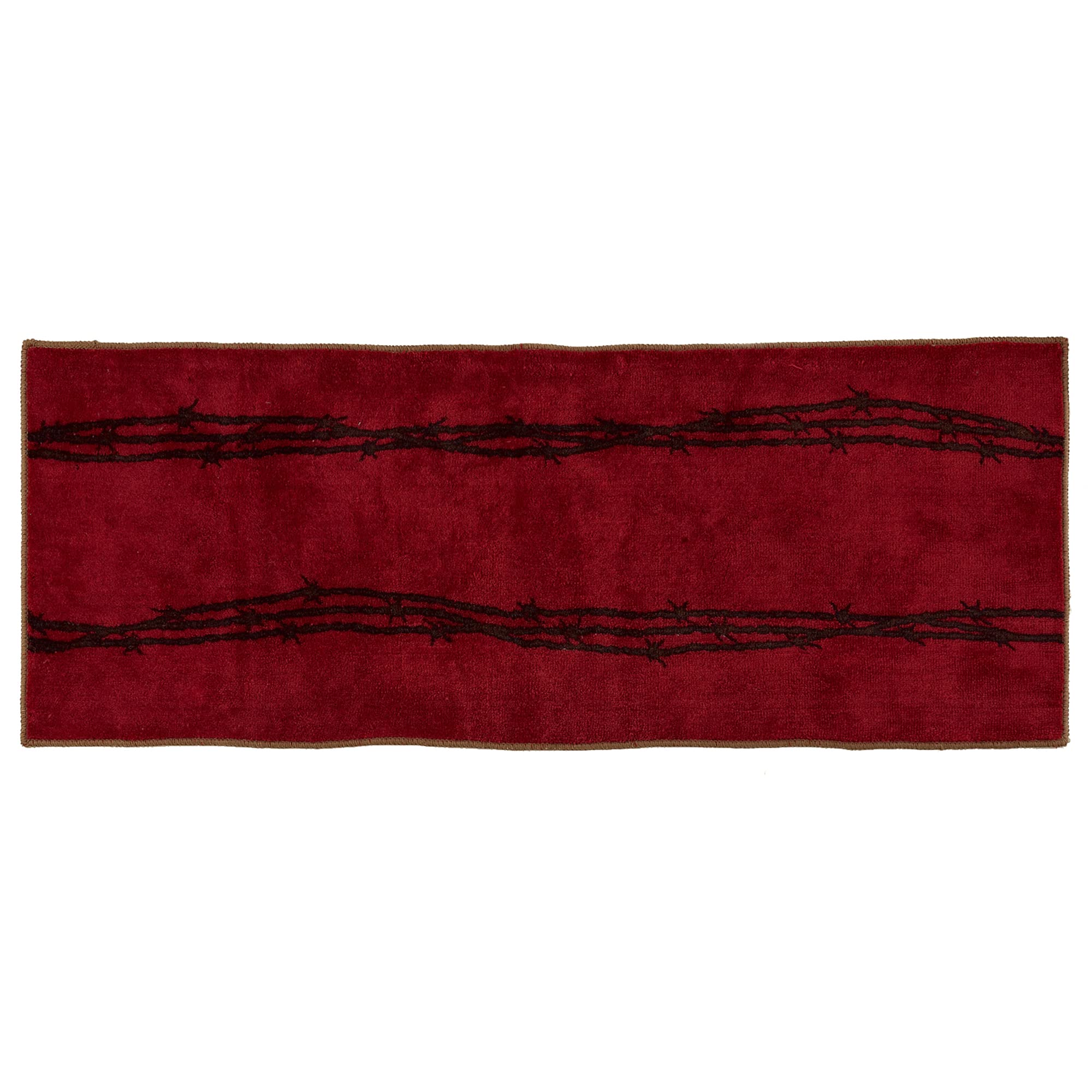 Paseo Road by HiEnd Accents Barbwire Print Western Cabin Kitchen Mat Rustic Bathroom Rugs, 24x60 inch, Red Lodge Themed Non-Slip