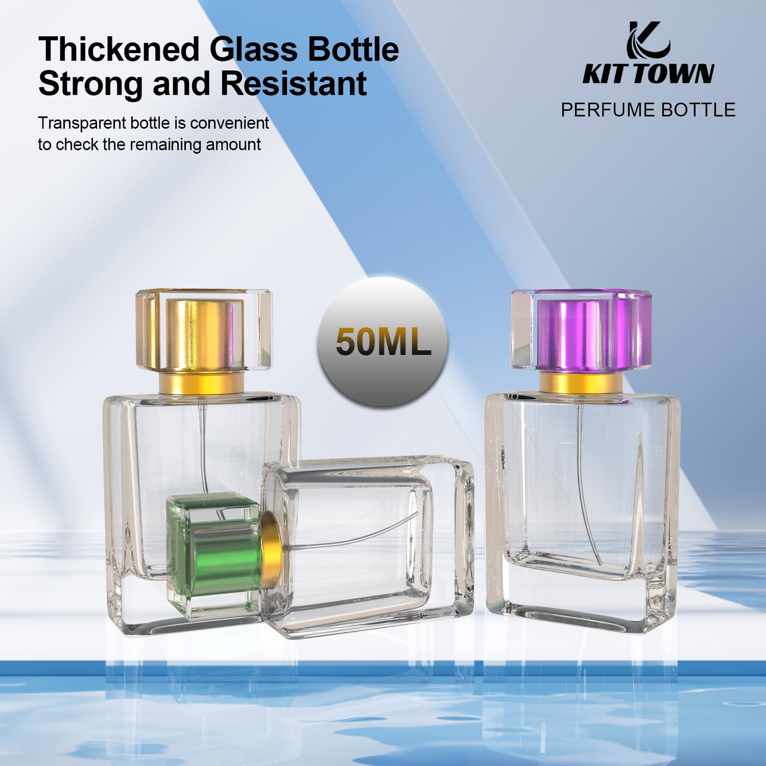 Kit Town 6 Pack Refillable Perfume Atomizer 50Ml 1.7Oz Large Perfume Bottle For Essential Oils, Perfumes,Empty Clear Glass Mist