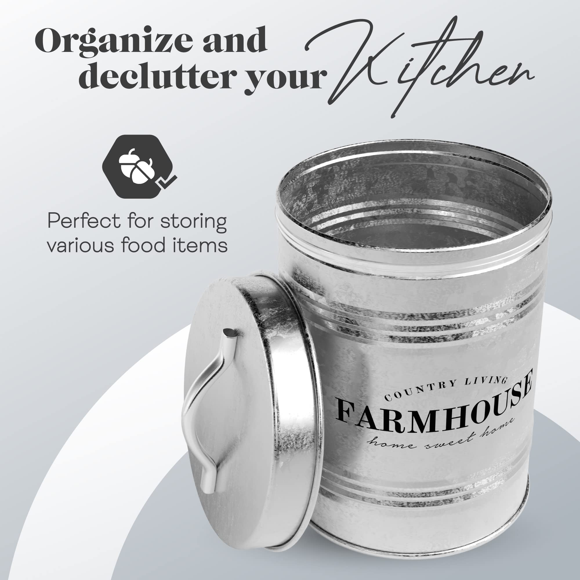 Amici Home Farmhouse Galvanized Canister | Dry Food Storage Container | Airtight Lid | 76 Oz Capacity | Farmhouse D  Cor | Rusti