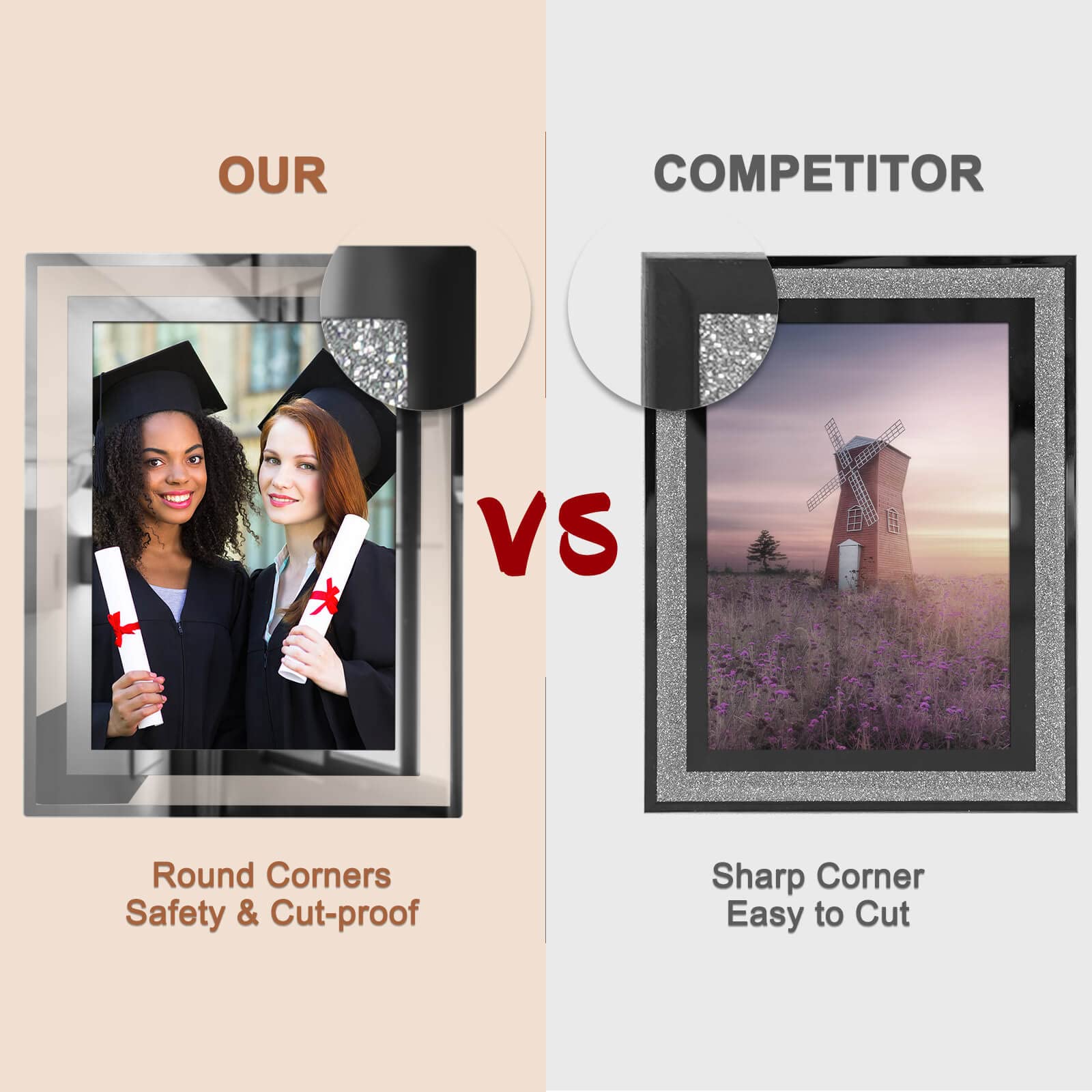 IZIDDO 8x10 Picture Frames Set of 2, Sliver Photo Frame for Tabletop, Glass Picture Frame, Horizontally or Vertically