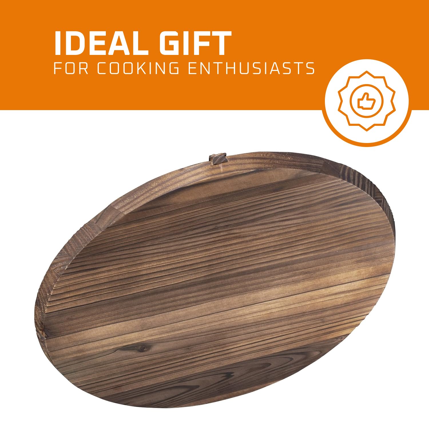 Bruntmor 14 Inch Wooden Drop Lid, Wooden Kitchen Accessories, 14'' Pan Lid, 14 Inch Skillet Lid, Lid For Frying Pan,Wooden Pot L