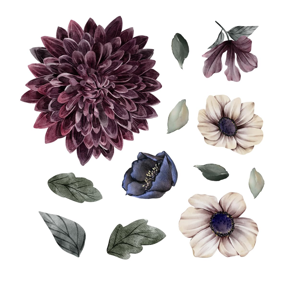 Runtoo Large Flower Wall Art Decals 3D Boho Fabric Floral Wall Stickers For Girls Bedroom Living Room Office Home Backdrop Decor