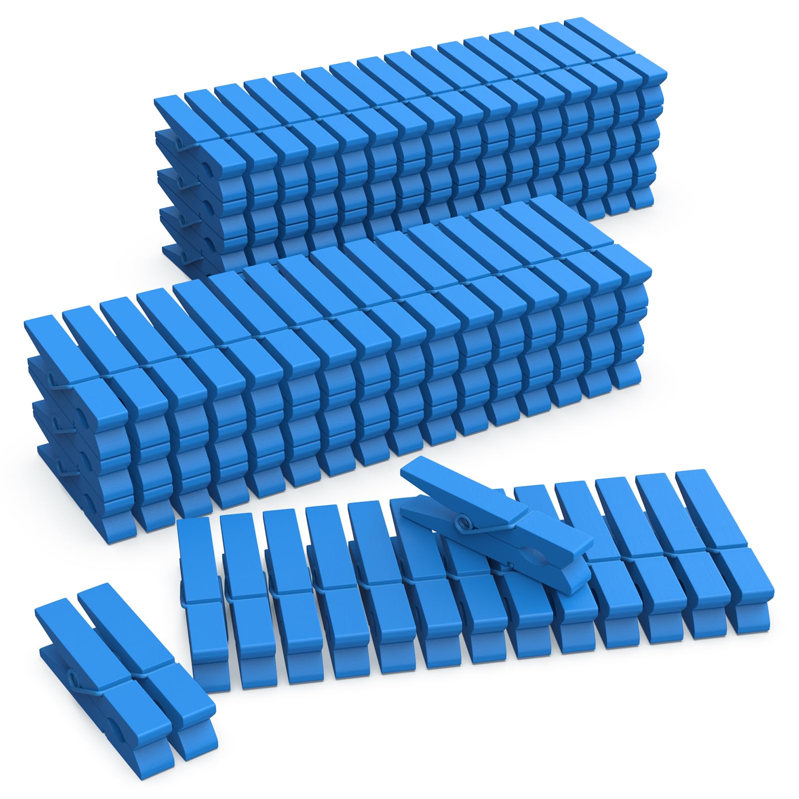 (Pack Of 128) Mini Wooden Colored Clothespins Blue