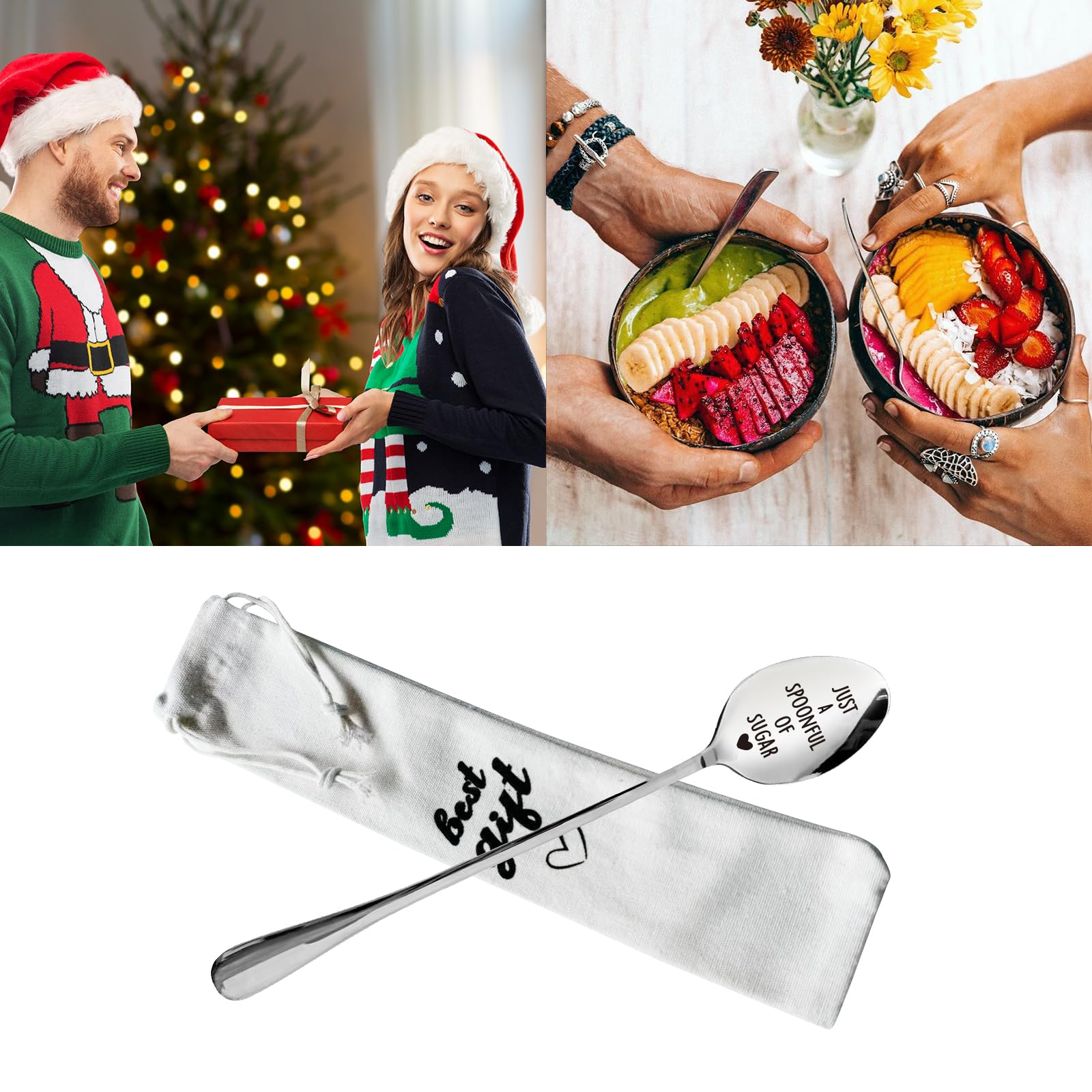 Yrovwenq Just A Spoonful Of Sugar Spoon For Friends Or Dessert Sugar Coffee Lover Funny Birthday Gift