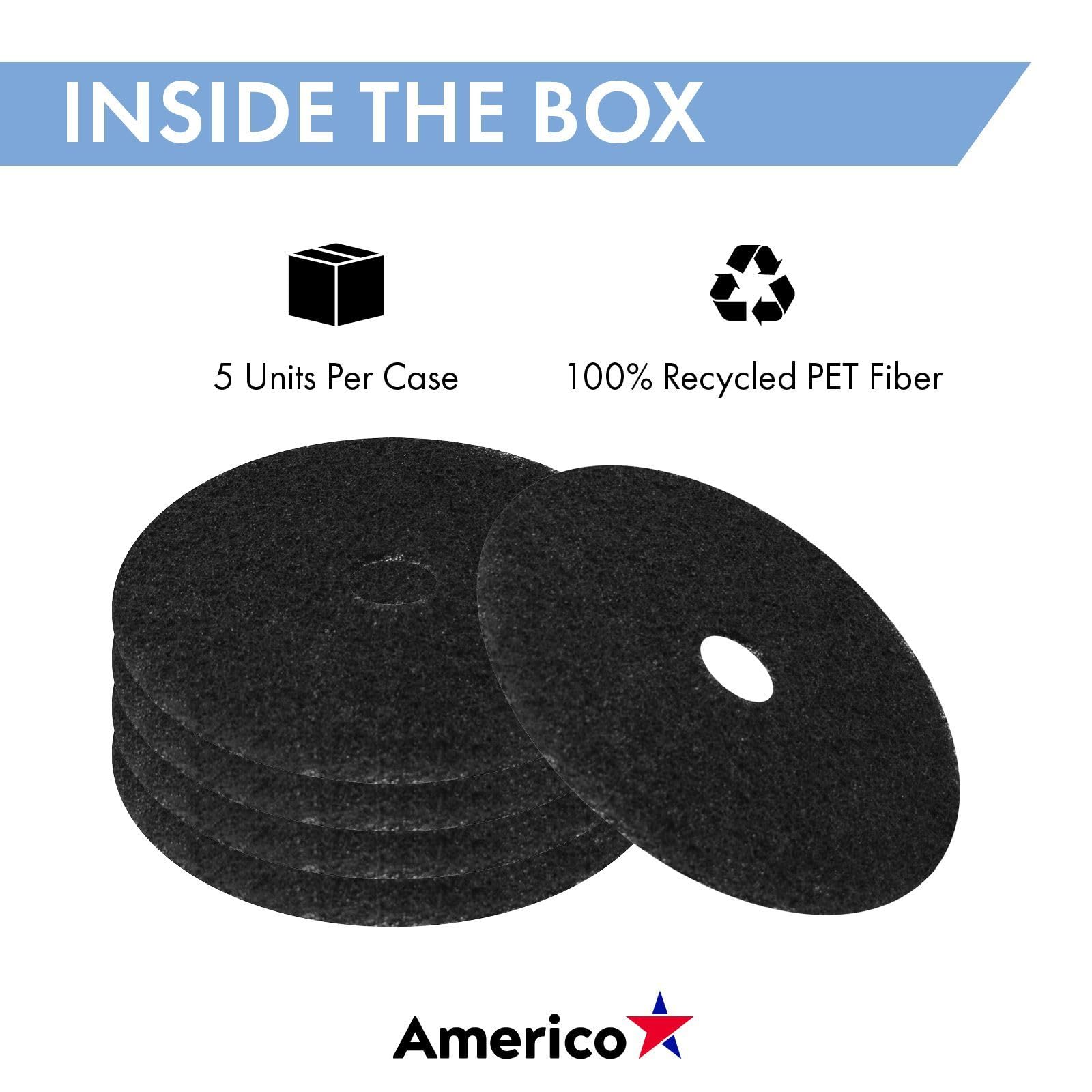 Americo 400120 Stripping Pads, 20-Inch Diameter, Black, 5/Ct