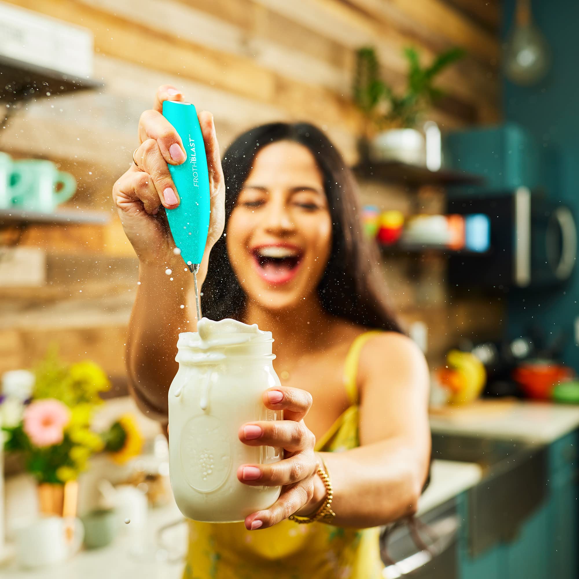 Frothblast Milk Frother Handheld For Coffee Foam Maker, Electric Whisk Drink Mixer For Lattes, Cappuccino, Frappe, Matcha, Hot C