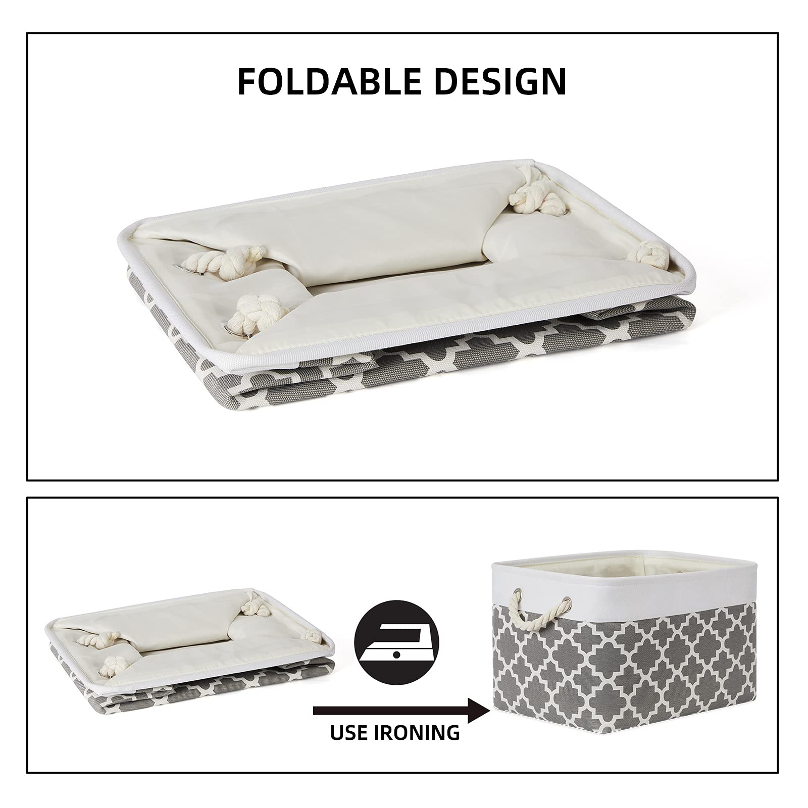 Bidtakay Basket Storage Bins Baskets For Organizing Set Of 3 Collapsible Cloth Storage Linen Closet Organizer 15 X 11 X 9.5 Inch