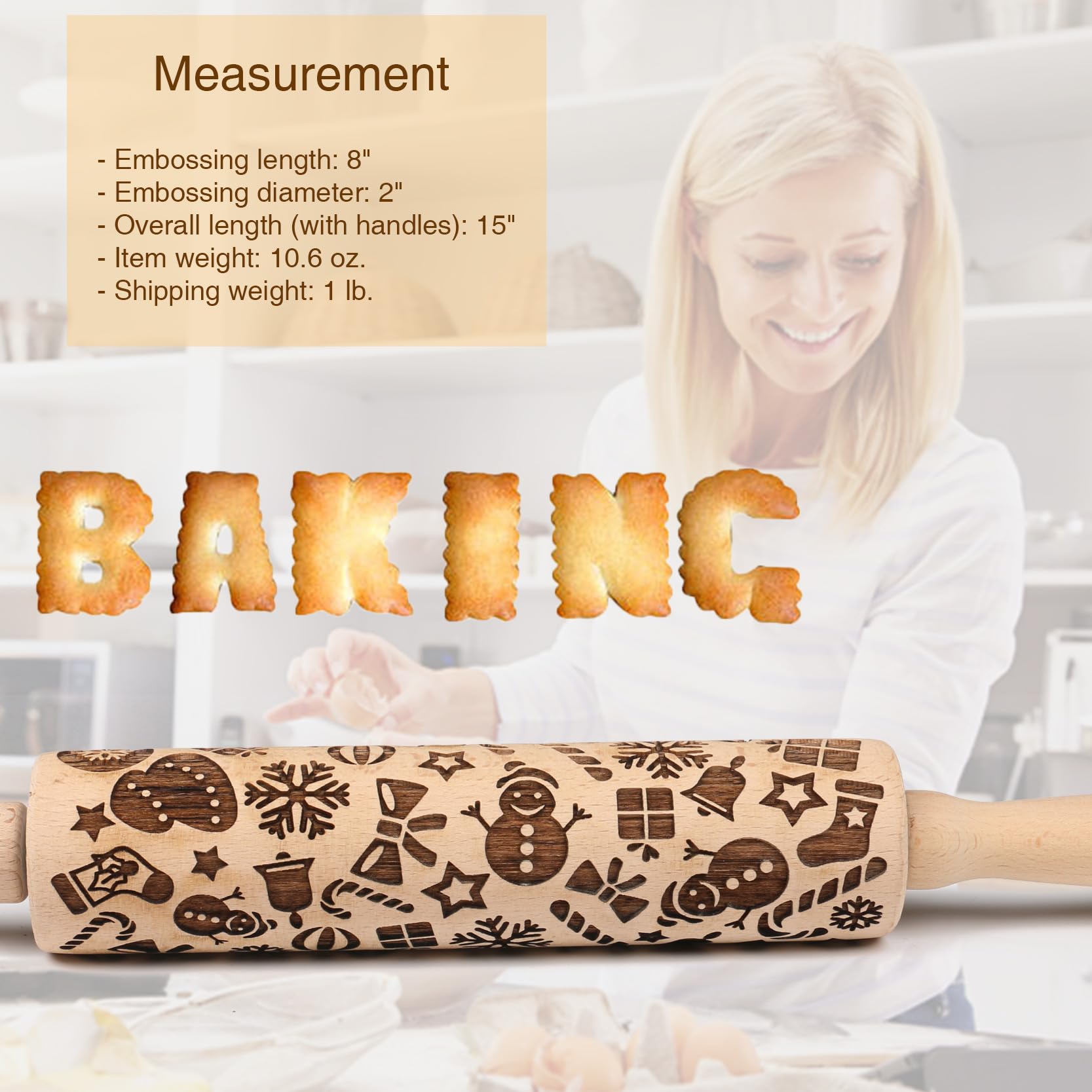 Embossed Rolling Pin For Baking Cookies Christmas Embossing Rolling Pins With Design Wooden Engraved Springerle Roller Pin Dough