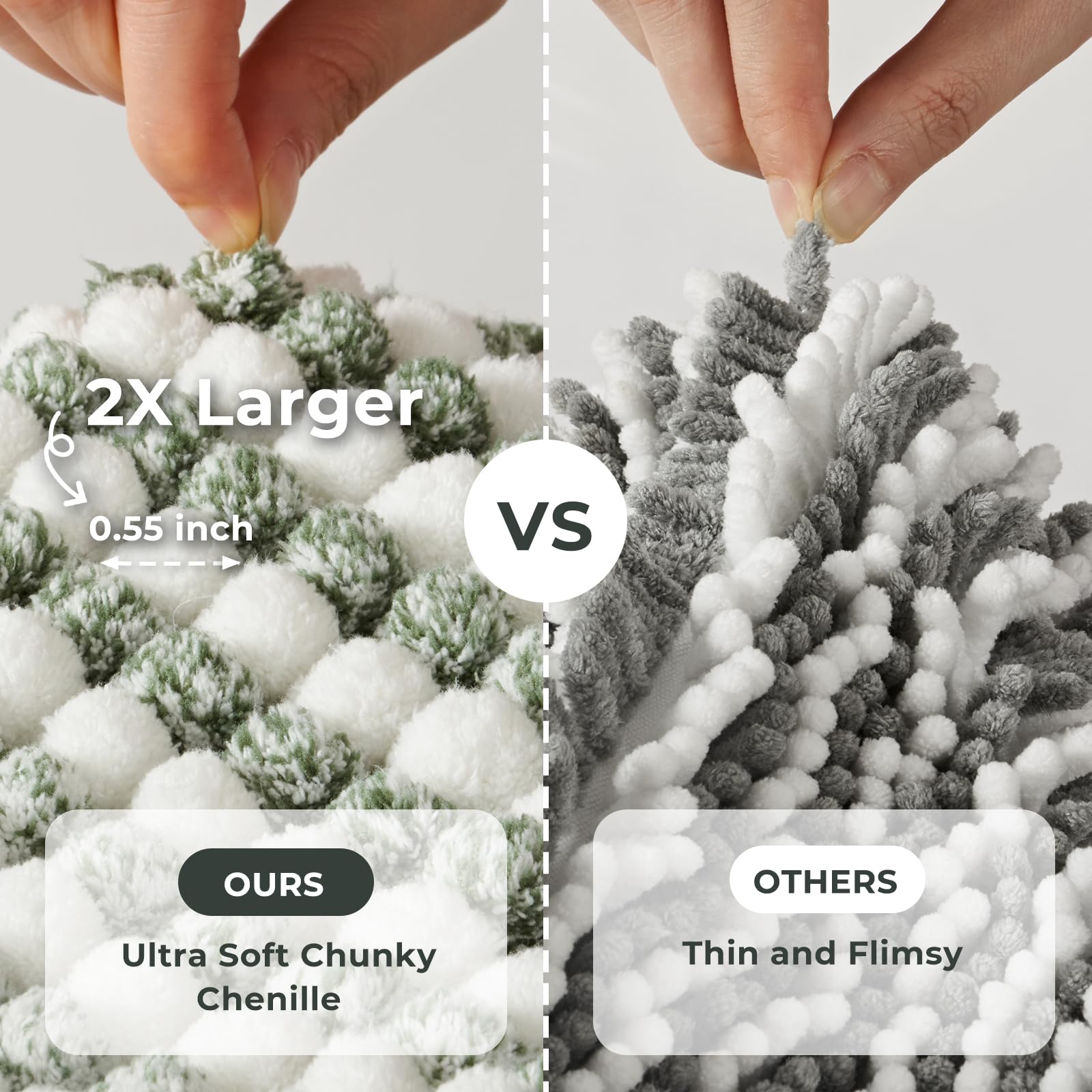 Freshmint Chunky Ombre Chenille Bathroom Rug 17''X24'', Small Water Absorbent Soft Bath Rugs For Bathroom Floor, Thick Non Slip