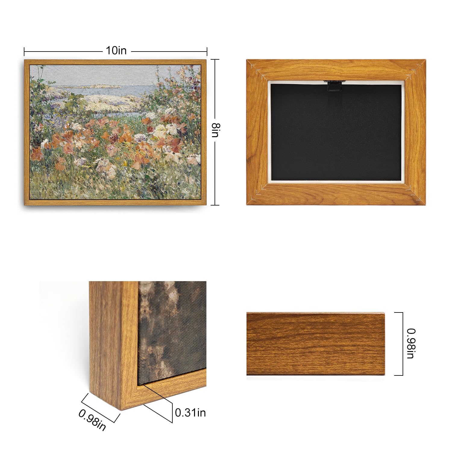 Roslynity Framed Canvas Wall Art Vintage Print Oil Paintings Wildflowers By The Sea Spring Floral Landscape Country Cottage Retr