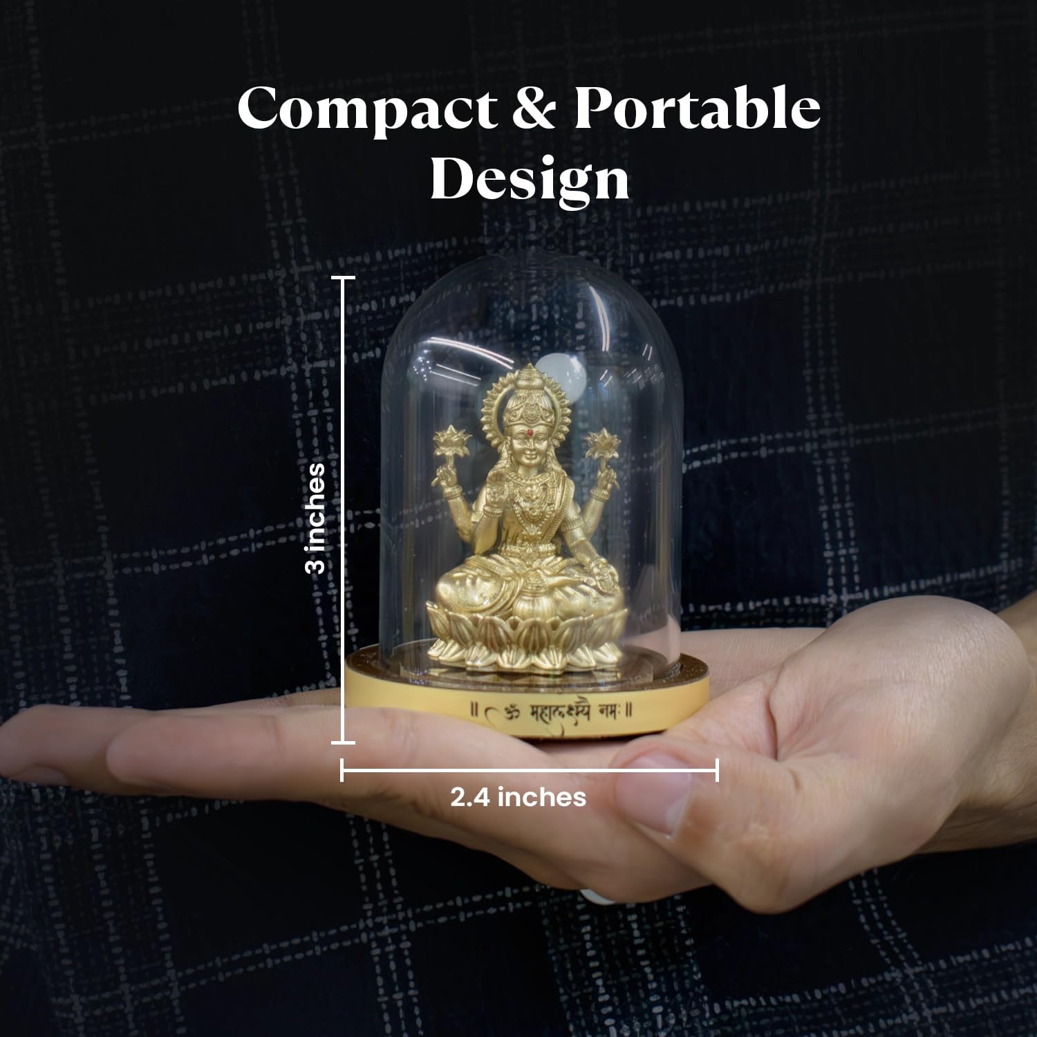 Astrotalk Mahalakshmi Murti in Borosilicate Glass Dome | Lakshmi Devi Idol for Car, Home, & Mandir | Attracts Money, Prosperity & Fortune | 3D Printed Idol | Gift for House Warming Ceremony(7x5.5 cm)