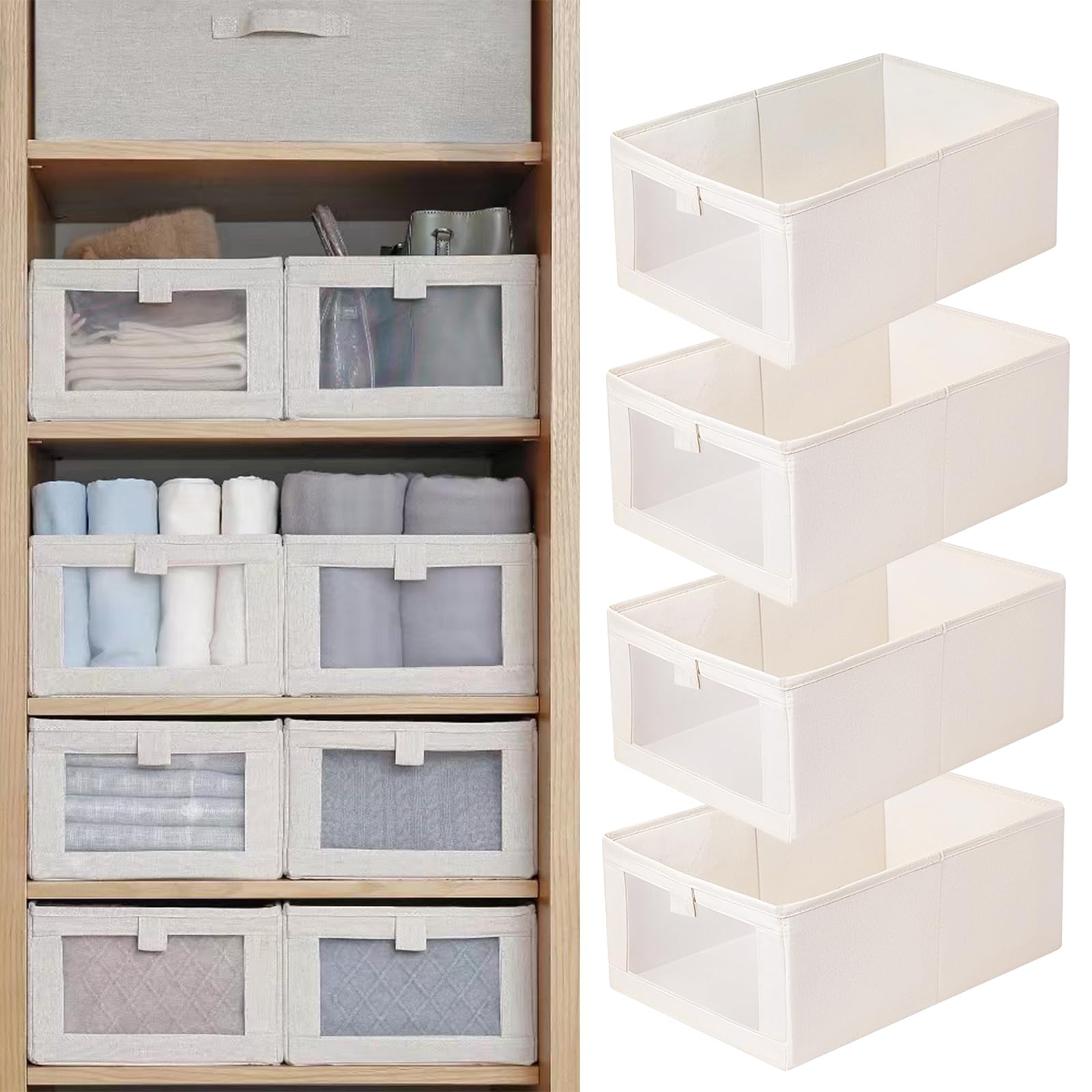 Linen Closet Organizers And Storage, 4 Pack Closet Storage Bins Linen Closet Baskets For Closet Organization Foldable Closet Org