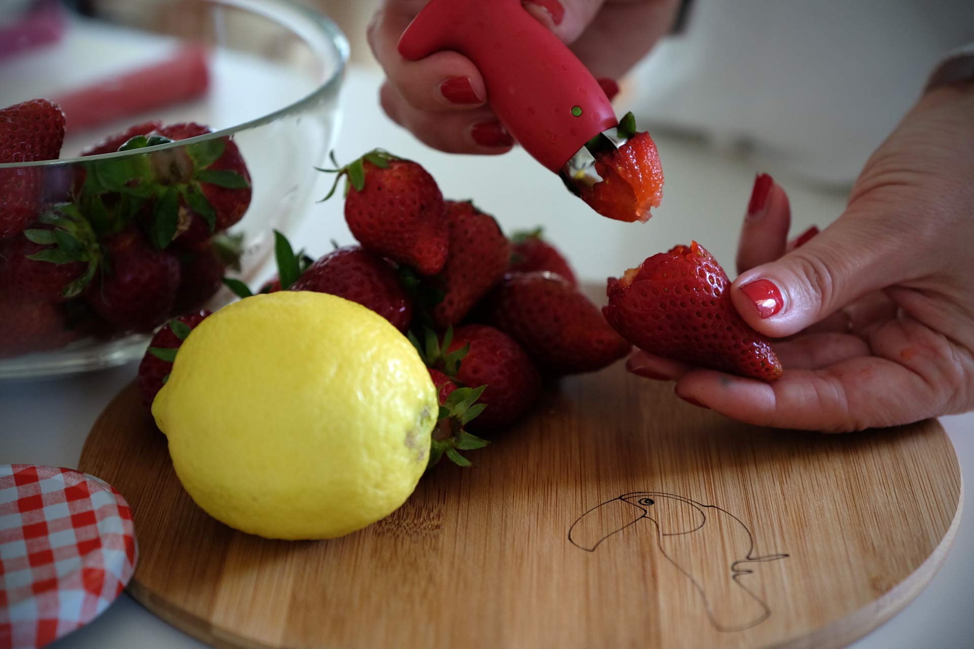 Chef'N Stemgem Strawberry Huller, 3.5'', Red/Green