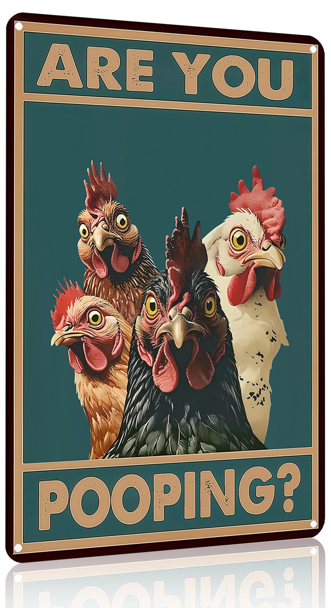 Funny Chicken Sign Are You Pooping Vintage Tin Sign for Bathroom Farm Chicken Coop Kitchen Garden Yard Decor 8X12 Inch (3936)