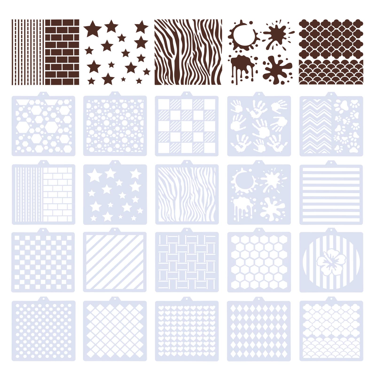 Ootsr 20 Pcs Geometric Cookie Stencils, 14X15Cm Baking Stencils For Diy Biscuits And Cakes, Making Royal Icing Cookies, Airbrush