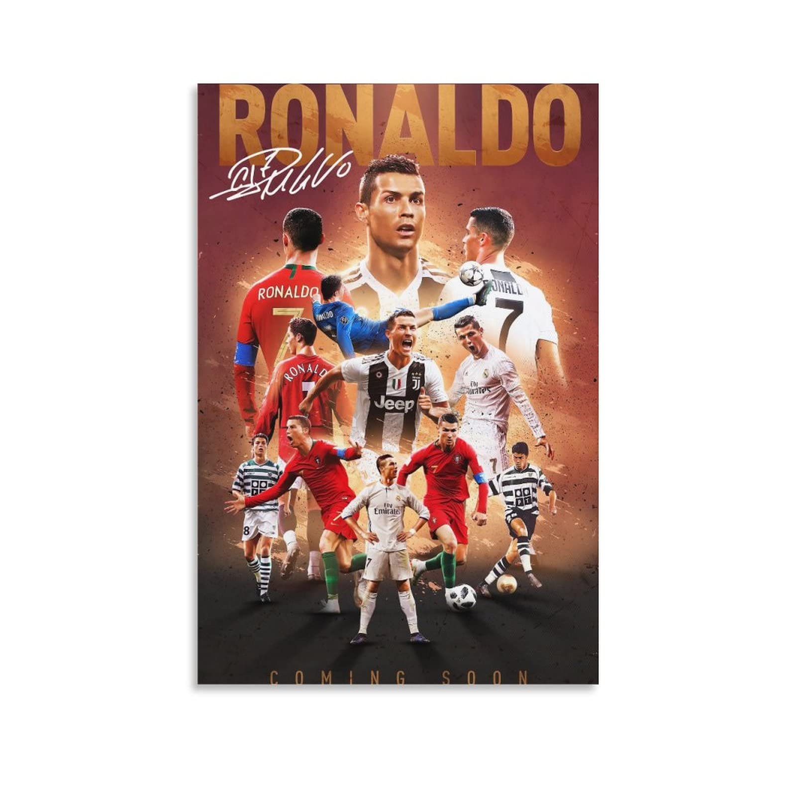 Cristiano Ronaldo Poster 2 Wall Art Canvas Print Poster Home Bathroom Bedroom Office Living Room Decor Canvas Poster Unframe: 12