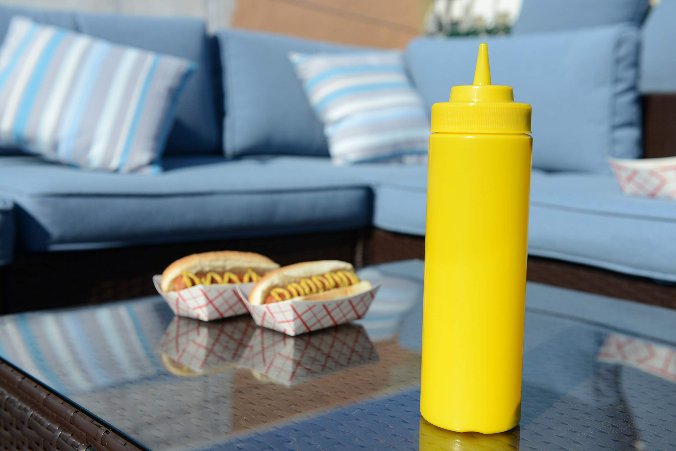 [2 Pack] 24 Oz Yellow Plastic Condiment Squeeze Bottles Squirt Bottle For Sauces, Dressing, Arts And Crafts, Ketchup, Mustard, O