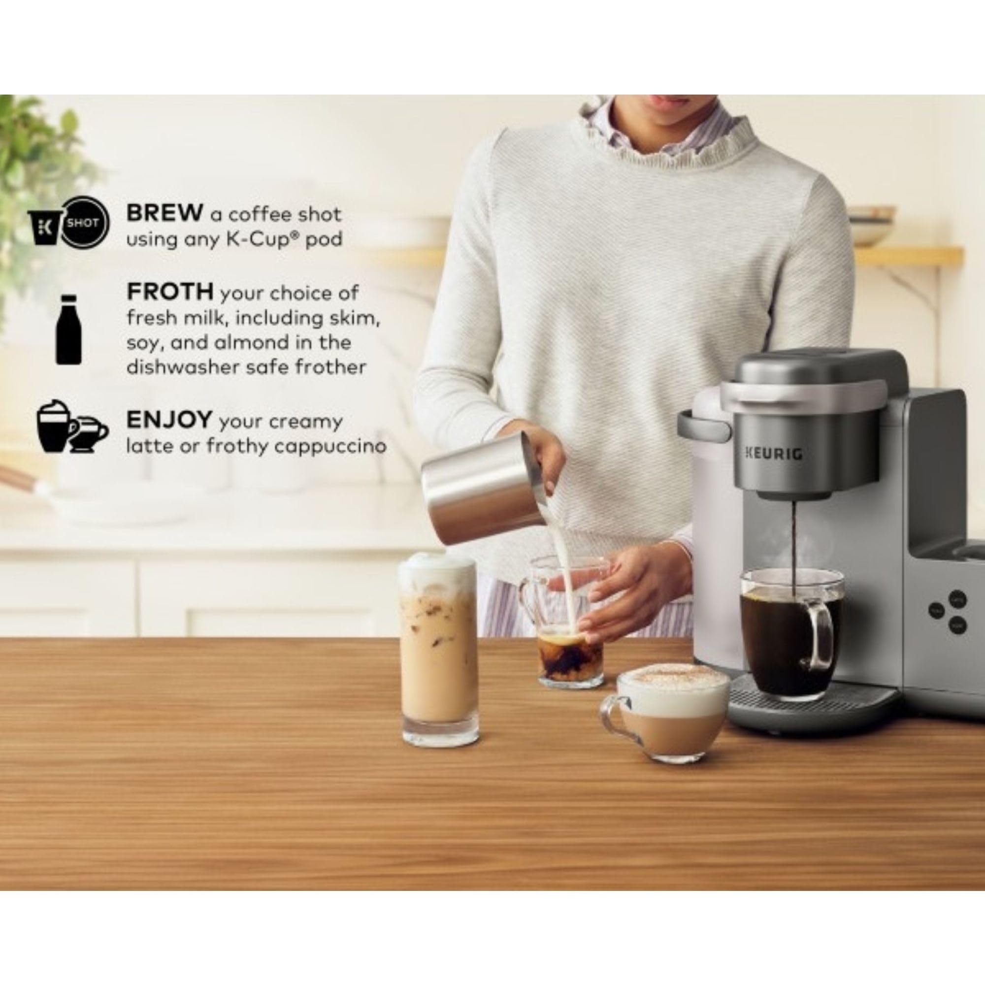 Keurig K-Cafe Special Edition Coffee Maker with Milk Frother, Nickel Finish
