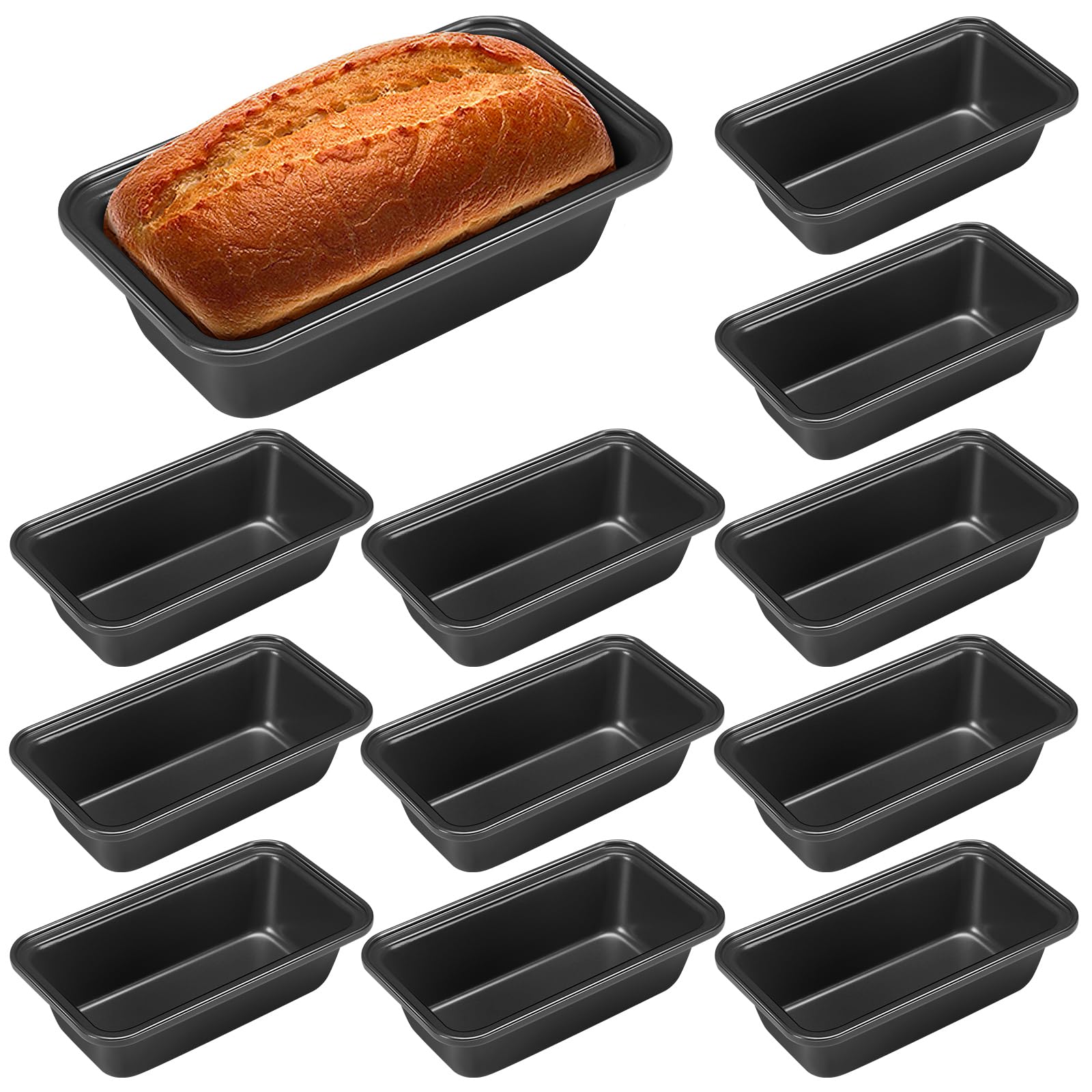 Uiifan 12 Pcs Mini Loaf Pan For Baking Bread Non Stick Small Banana Bread Tins 6.1 X 3.3 X 2.1 Inches Nonstick Carbon Steel Tiny